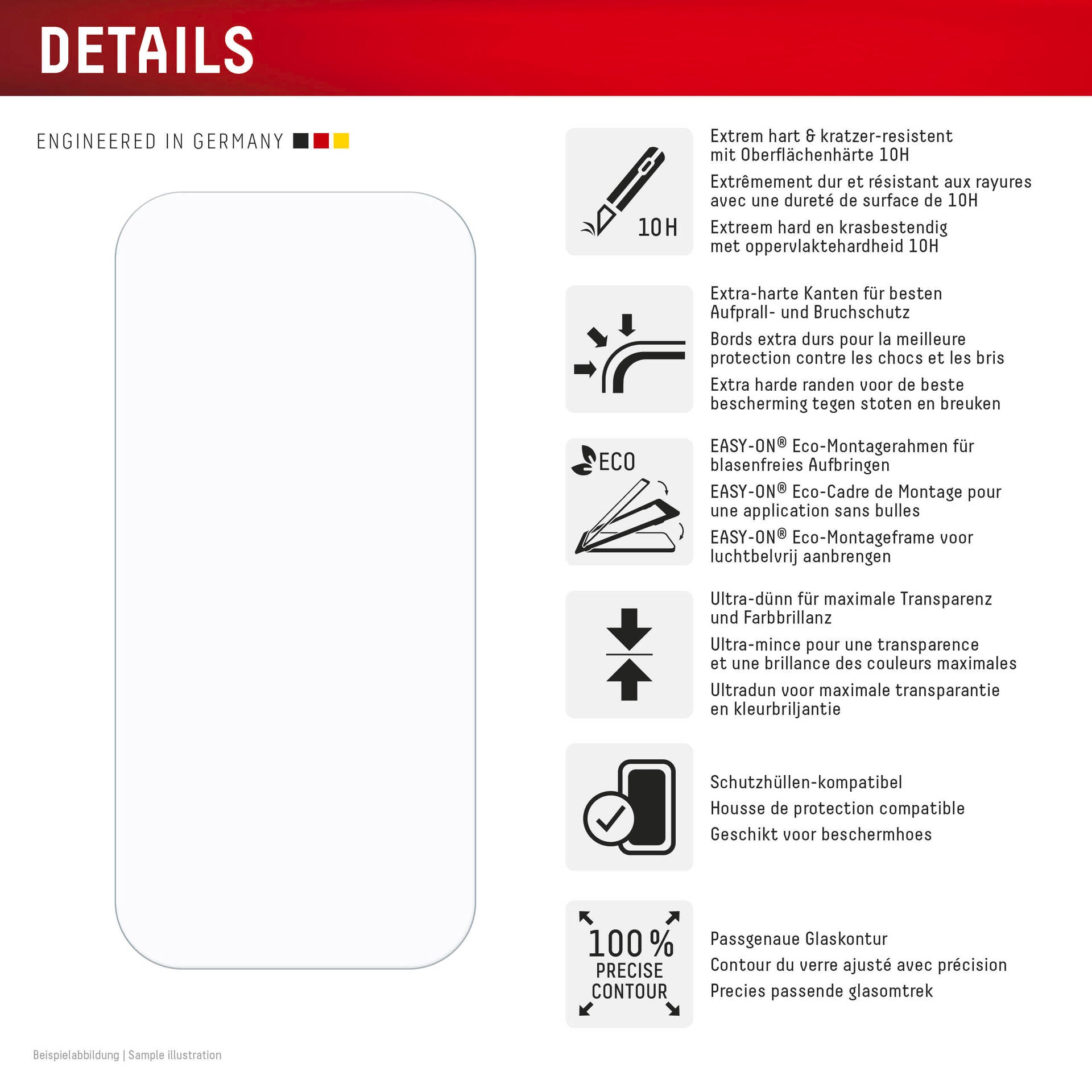 Displex Displayschutzglas »Real Glass Screen Protection«, für Apple iPhone 16 Pro, Displayschutzfolie, Schutzfolie, Bildschirmschutz, kratz- & stoßfest