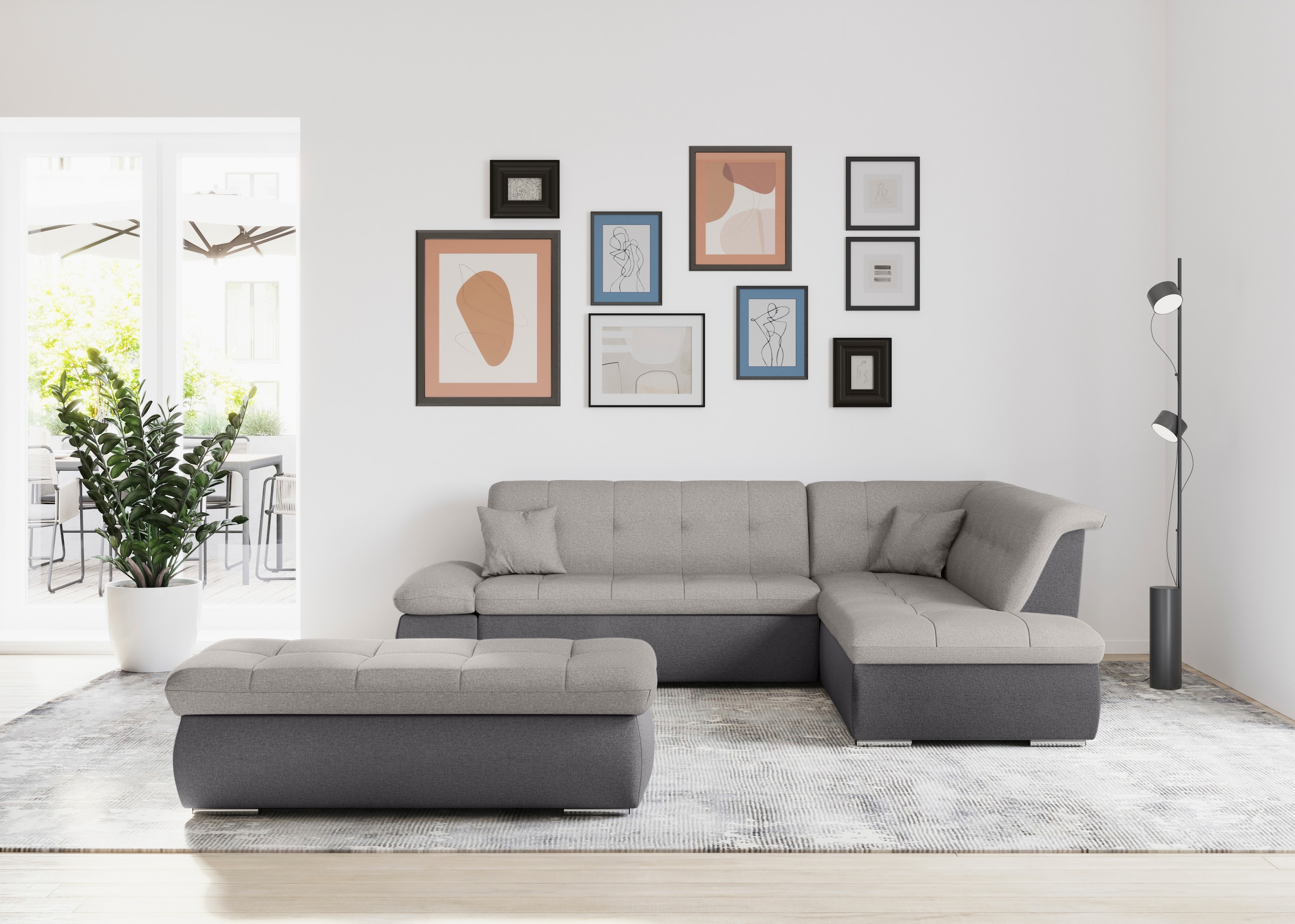 DOMO collection Ecksofa »Moric  L-Form« wahlweise mit Bettfunktion und Armlehnenverstellung, auch in Cord