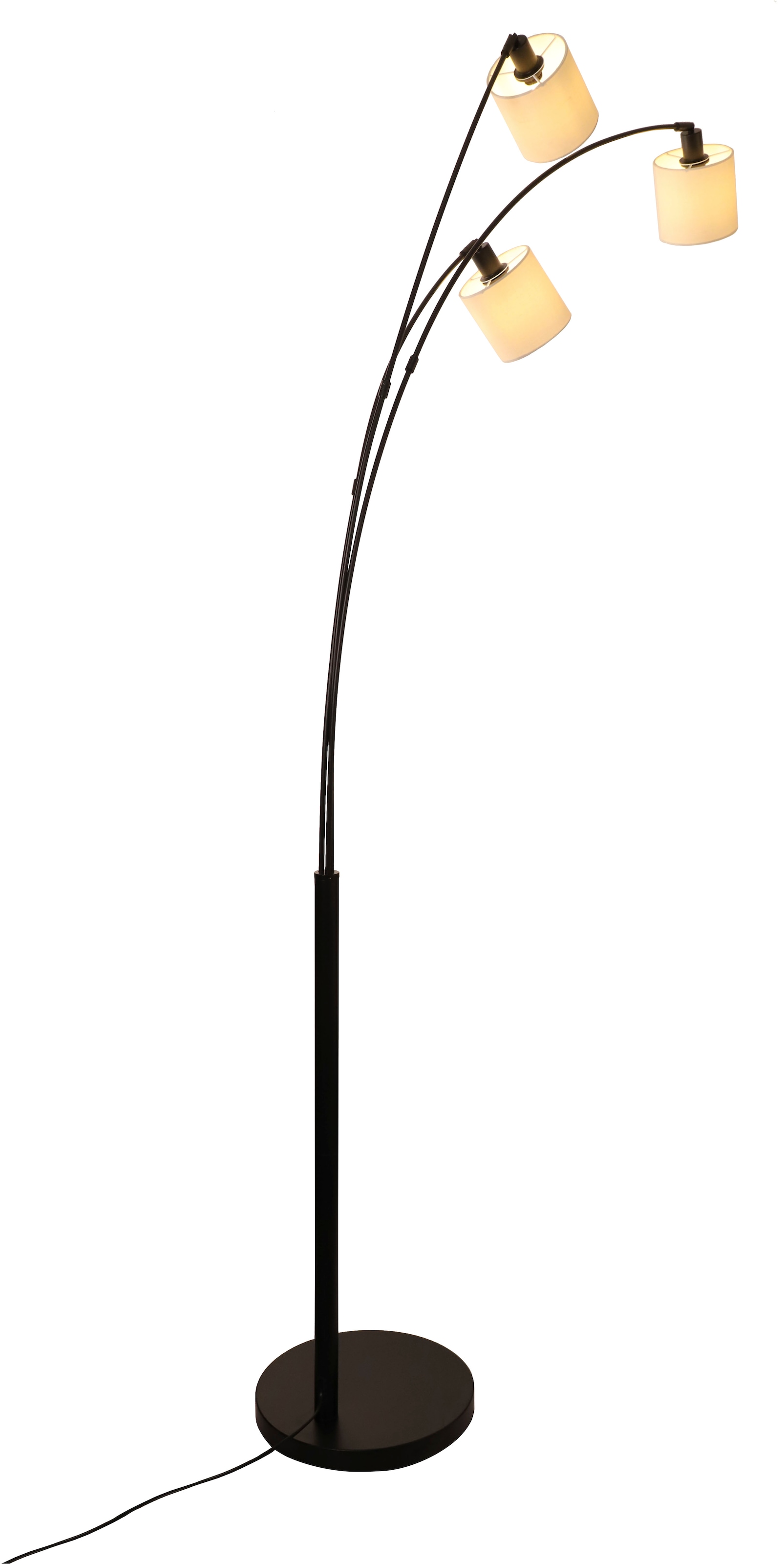 OTTO home Stehlampe »Avveline« E14 1 Stk. Stehlampe, 3-flammig mit Leinenschirm, 148 cm hoch, Bogenlampe