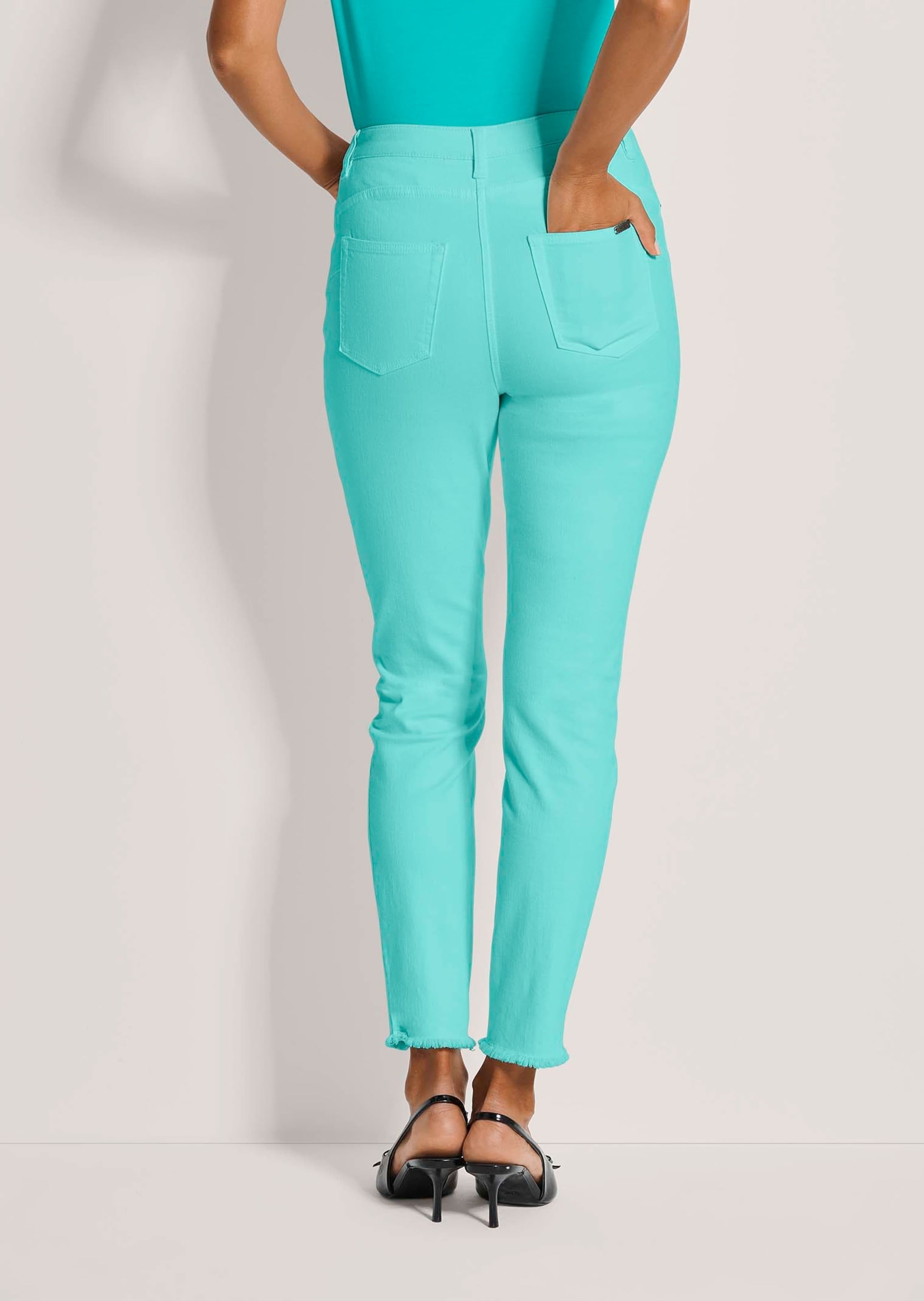 MADELEINE »Jeans Mid Waist Skinny-Hose mit Fransen« mit Fransensaum