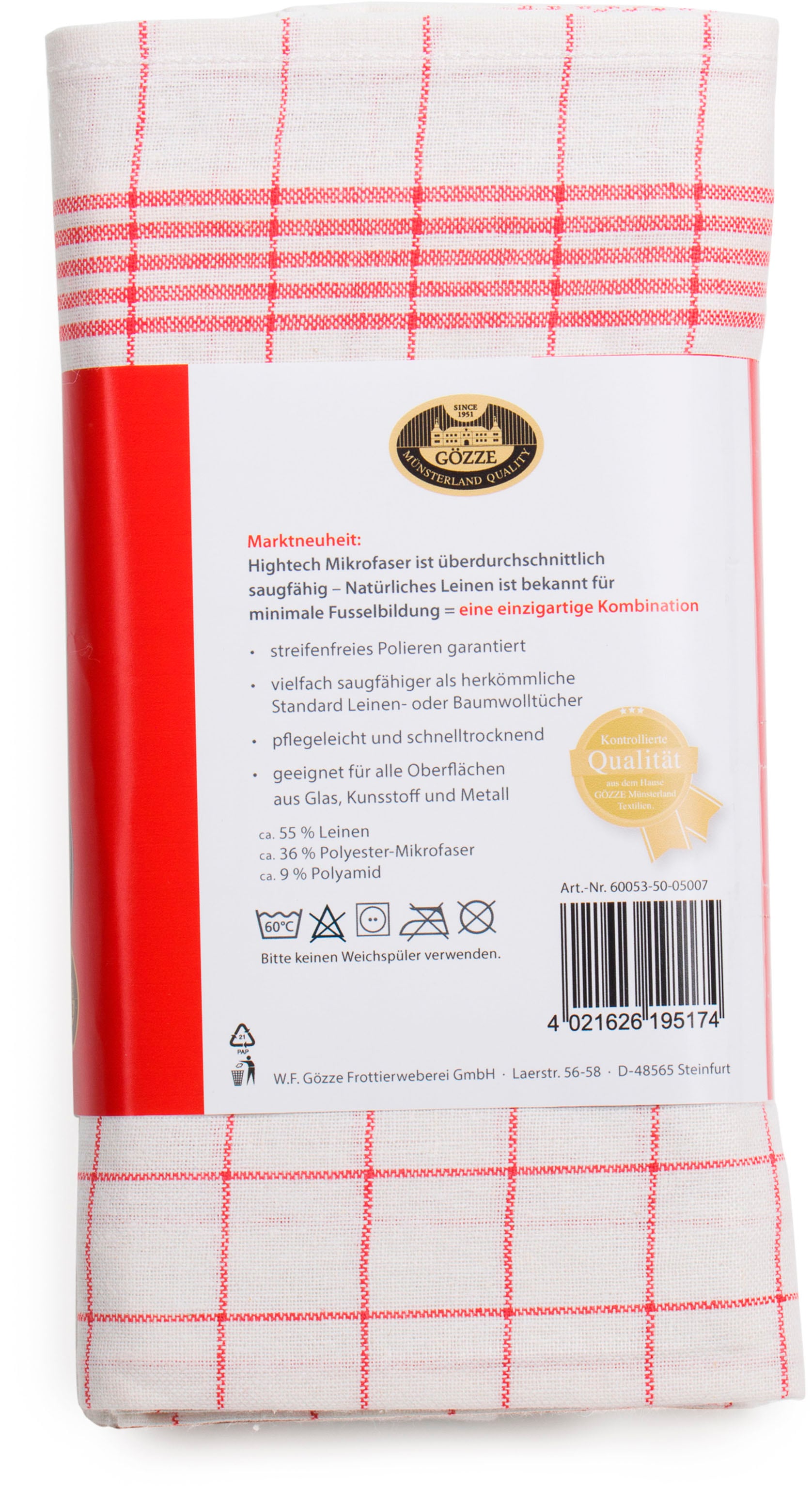 Gözze Geschirrtuch »Gläser und Poliertuch, Des. 60053, 50x70 cm«, (Set, 10 tlg.), Mikrofaser