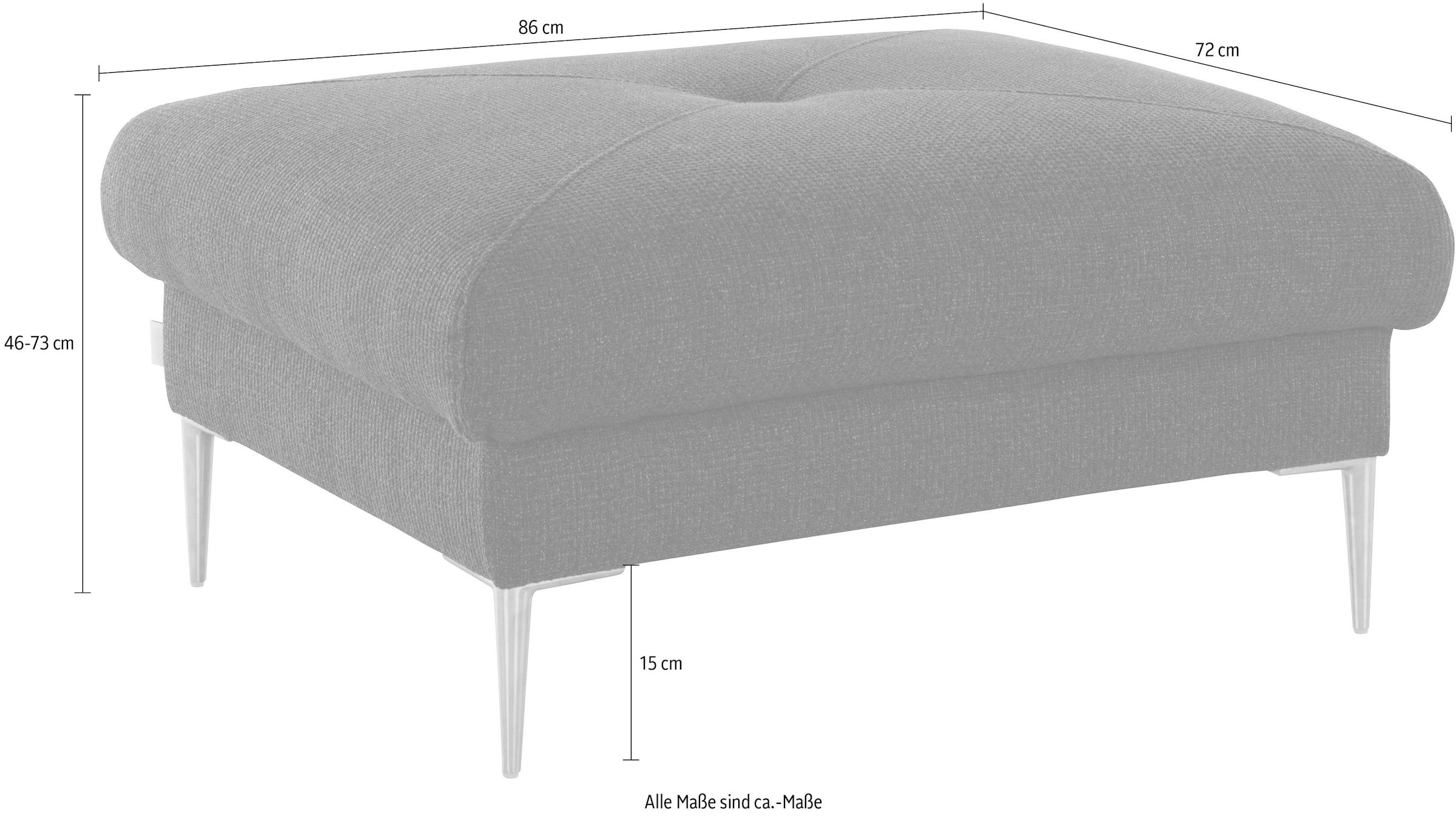 TRENDMANUFAKTUR Hocker »Chilltime, elegant und bequem durch Komfortsitzhöhe 46cm, hoher Fuß« mit eleganter Kreuznaht auf der Sitzfläche