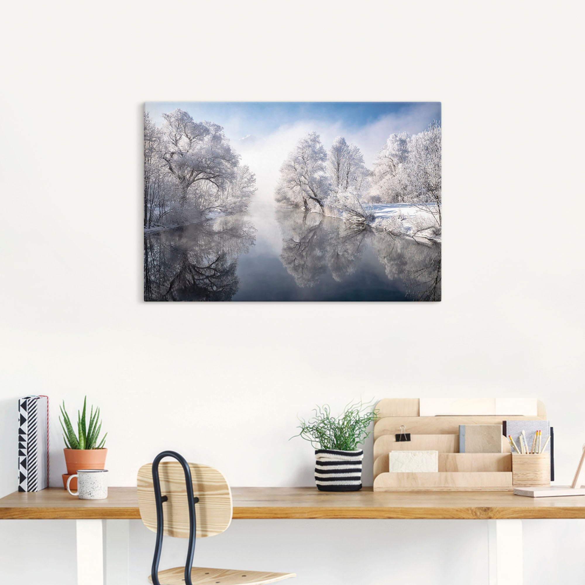 Artland Wandbild »Winter bestellen Oberbayern«, in versch. Wandaufkleber Größen Seebilder, Poster (1 St.), Alubild, bequem als Leinwandbild, oder in