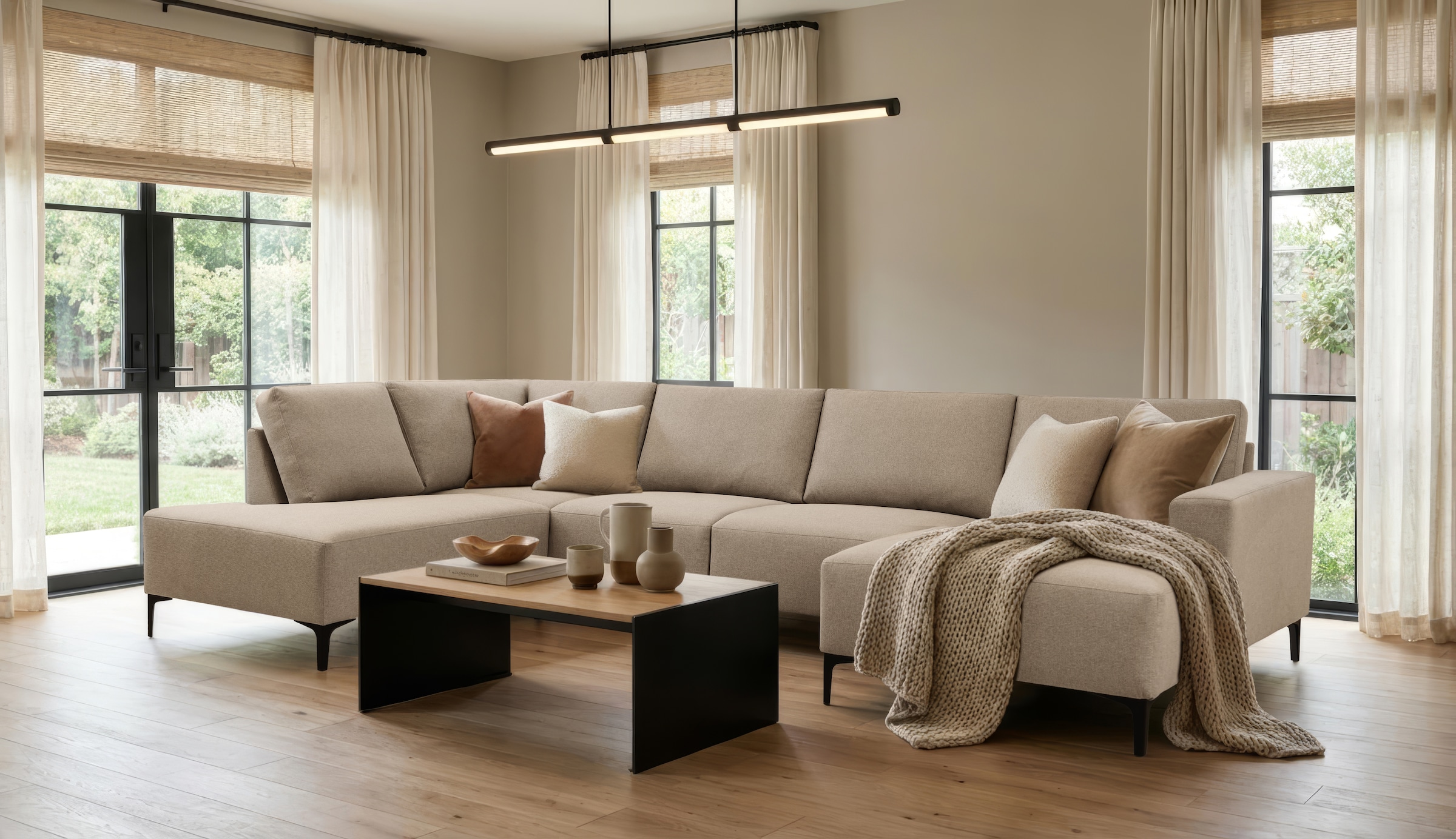 OTTO home Wohnlandschaft »Tournon U-Form, XXL Sofa, Breite 333 cm, Webstoff, Chenille« Designsofa im nordischen Stil, Wellenunterfederung, Metallfüße