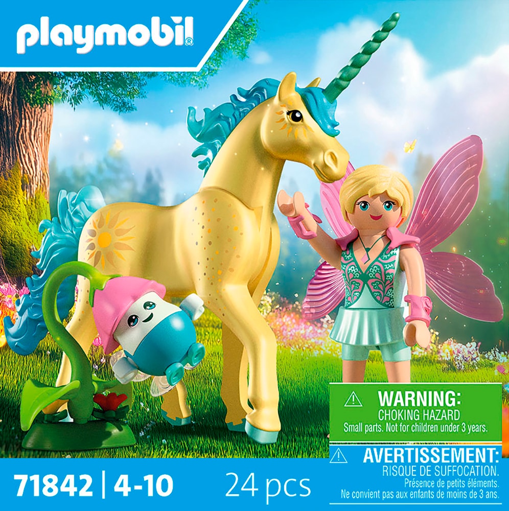 Playmobil® Konstruktions-Spielset »Sammeleinhorn, Sonnenscheinblüte mit Fee (71842), Princess Magic«