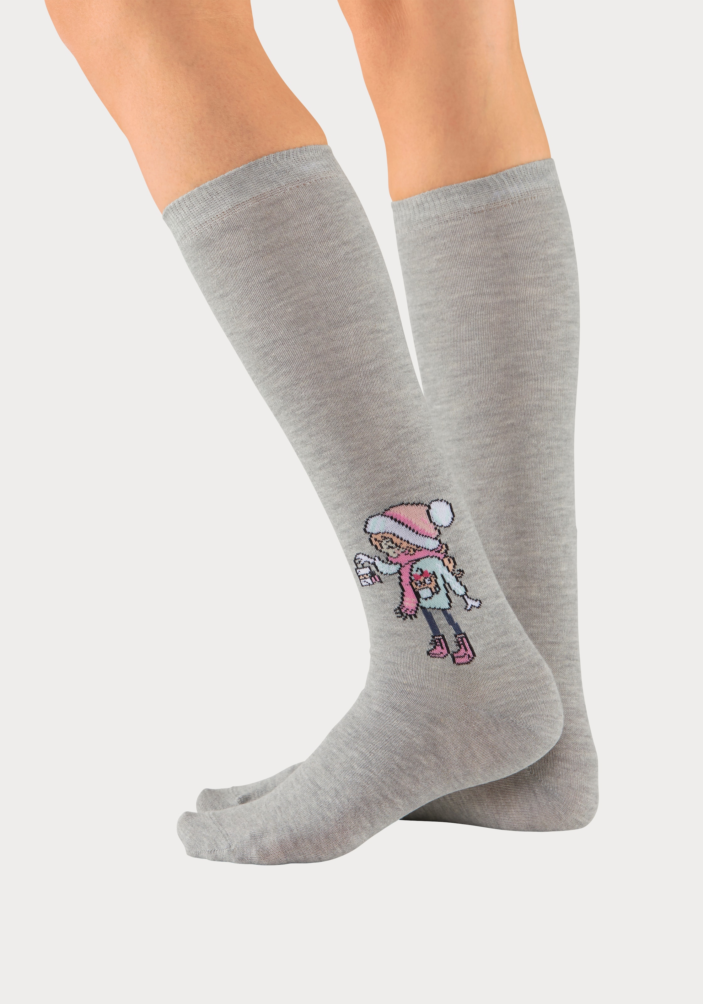 H.I.S Kniestrümpfe Packung, 5 Stk. tlg. mit eingestricktem Motiv