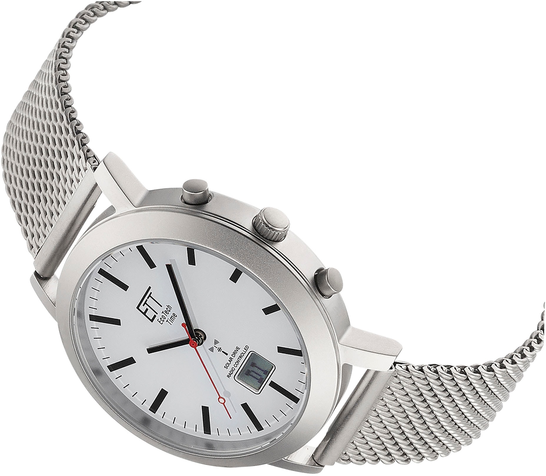 ETT Funkuhr »Station Watch«, Armbanduhr, Herrenuhr, Datum, Solar, Edelstahlarmband