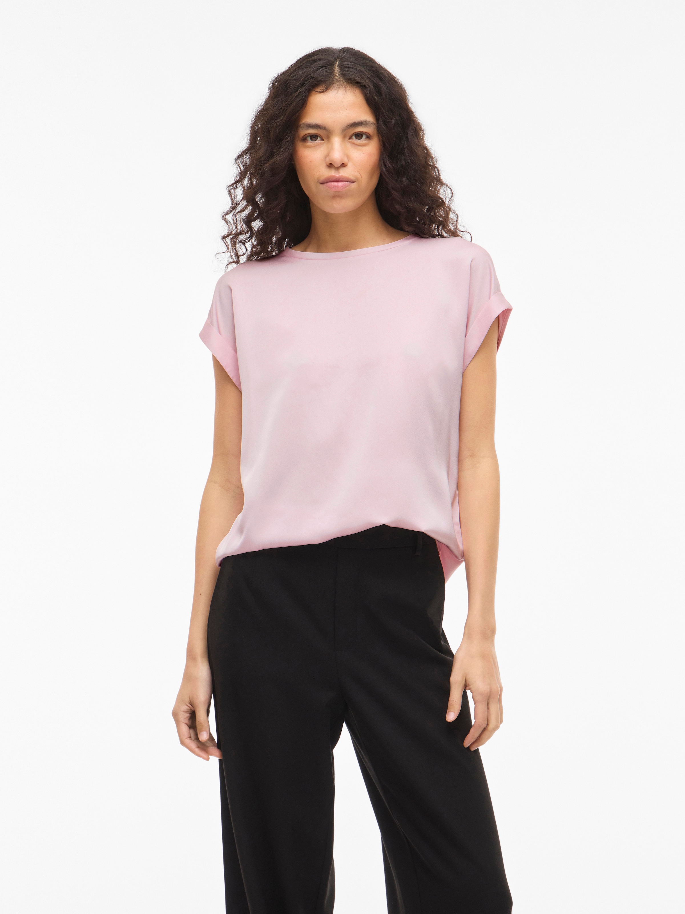 Vila Kurzarmshirt »VIELLETTE S/S SATIN TOP - NOOS« Kunstfaser, regular fit