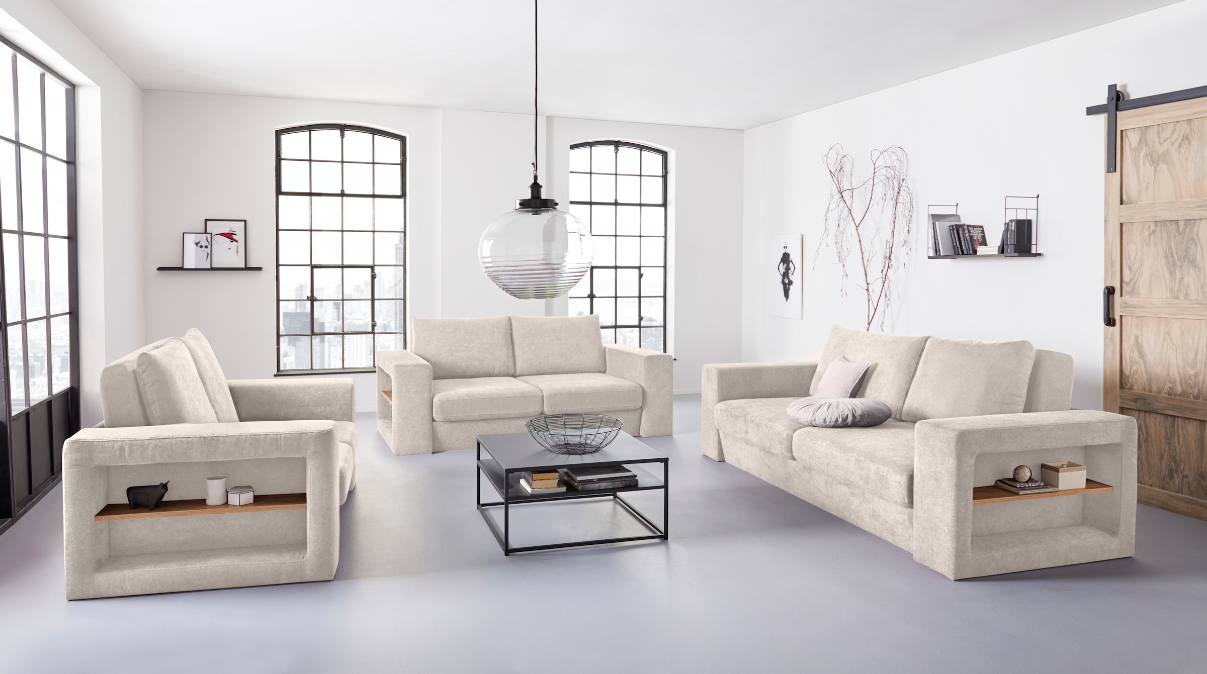 LOOKS by Wolfgang Joop 2-Sitzer »Looksvb«, Verwandlungssofa: aus Sofa wird Sofa mit 2 Hockern, mit Regalfunktion