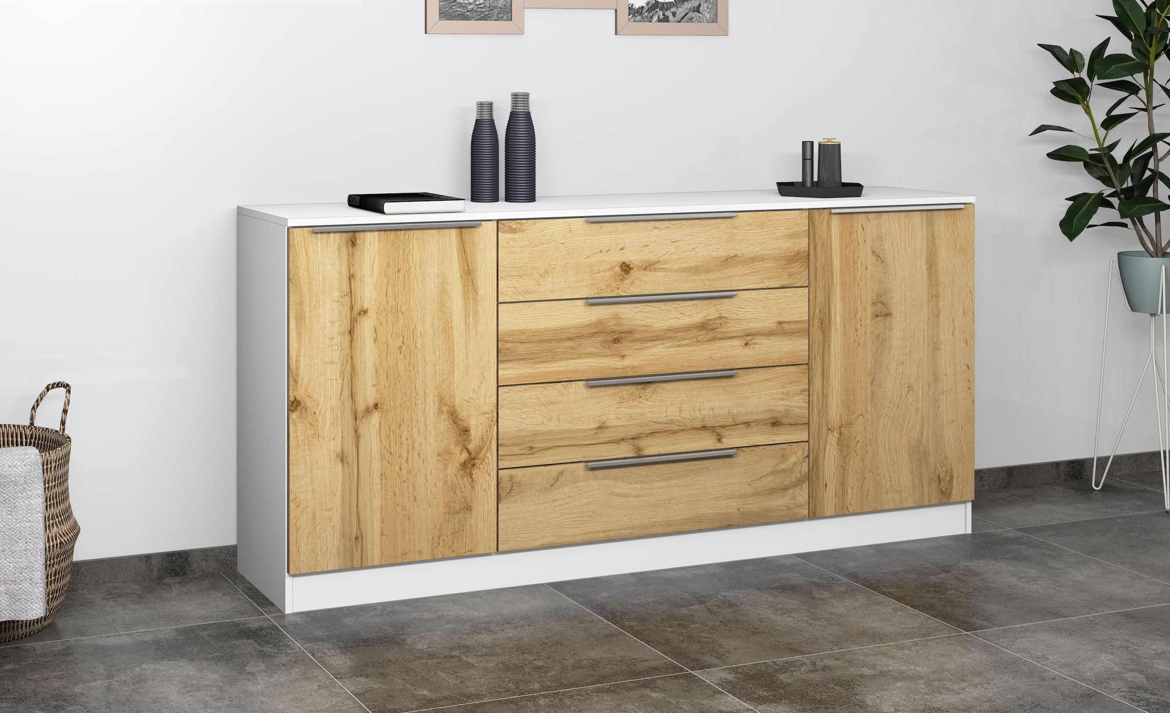 borchardt Möbel Kommode »Oliva«, Breite 166 cm, mit 4 Schubkästen