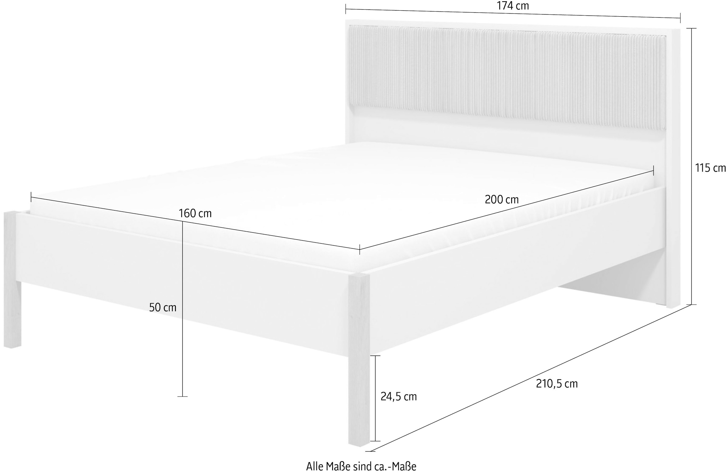 Home affaire Bett »Belfort Bett, mit gepolstertem Kopfteil, bezogen mit weichem Cordstoff«, 160 oder 180x200cm, FSC®-zertifiziert, Trendfarbe cashmere