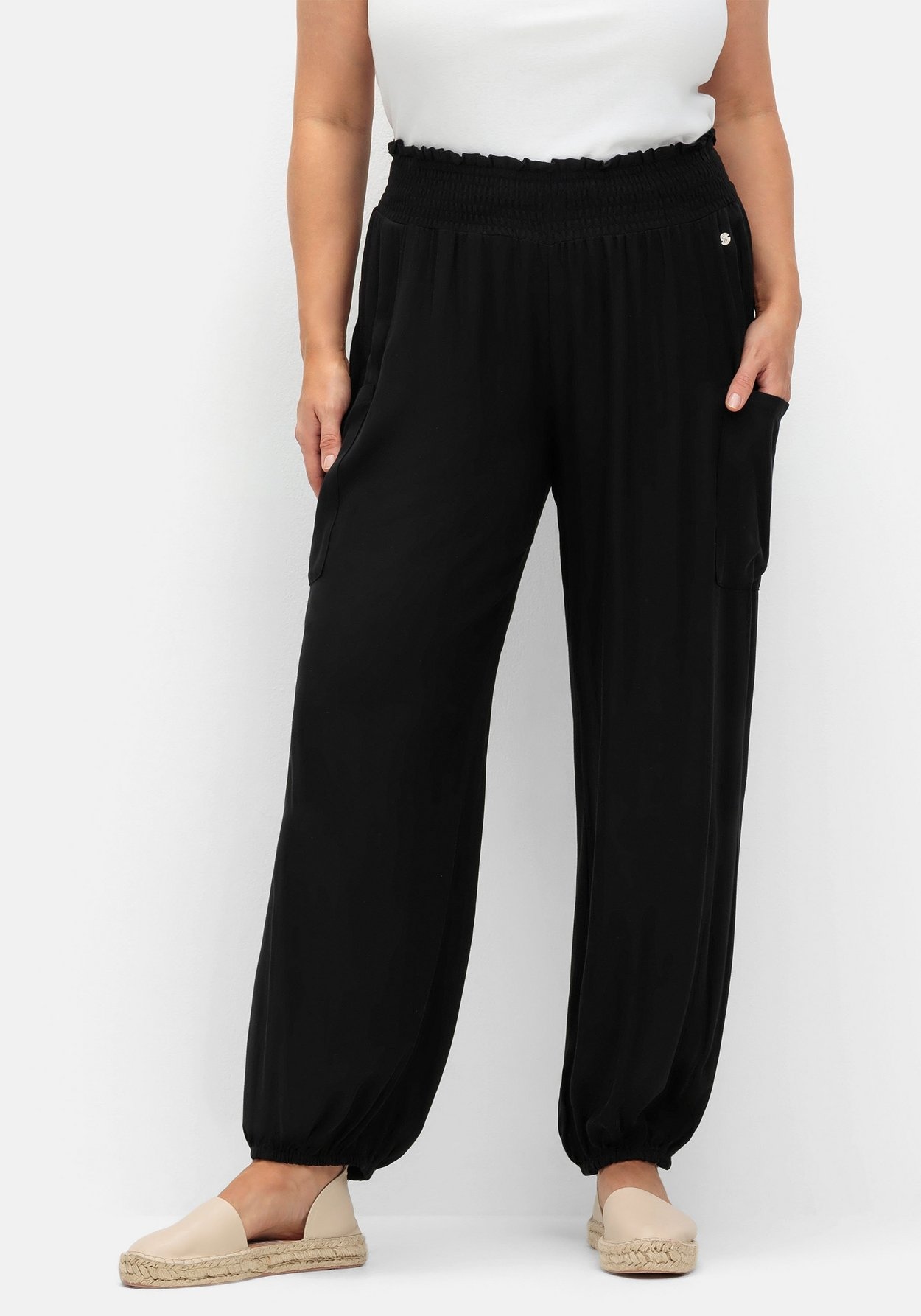Sheego Schlupfhose »Hose mit breitem Smokbund und Seitentaschen«
