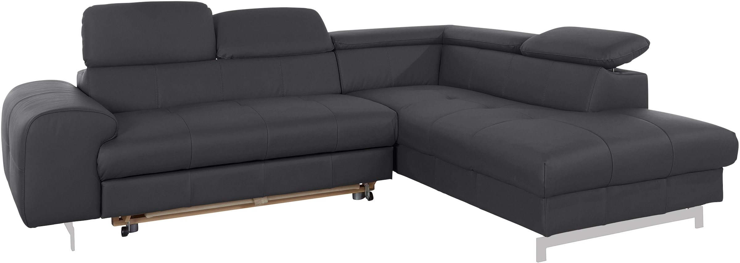 COTTA Ecksofa »Chef L-Form«, mit Kopfteilverstellung, edle Metallkufen, wahlweise mit Bettfunktion