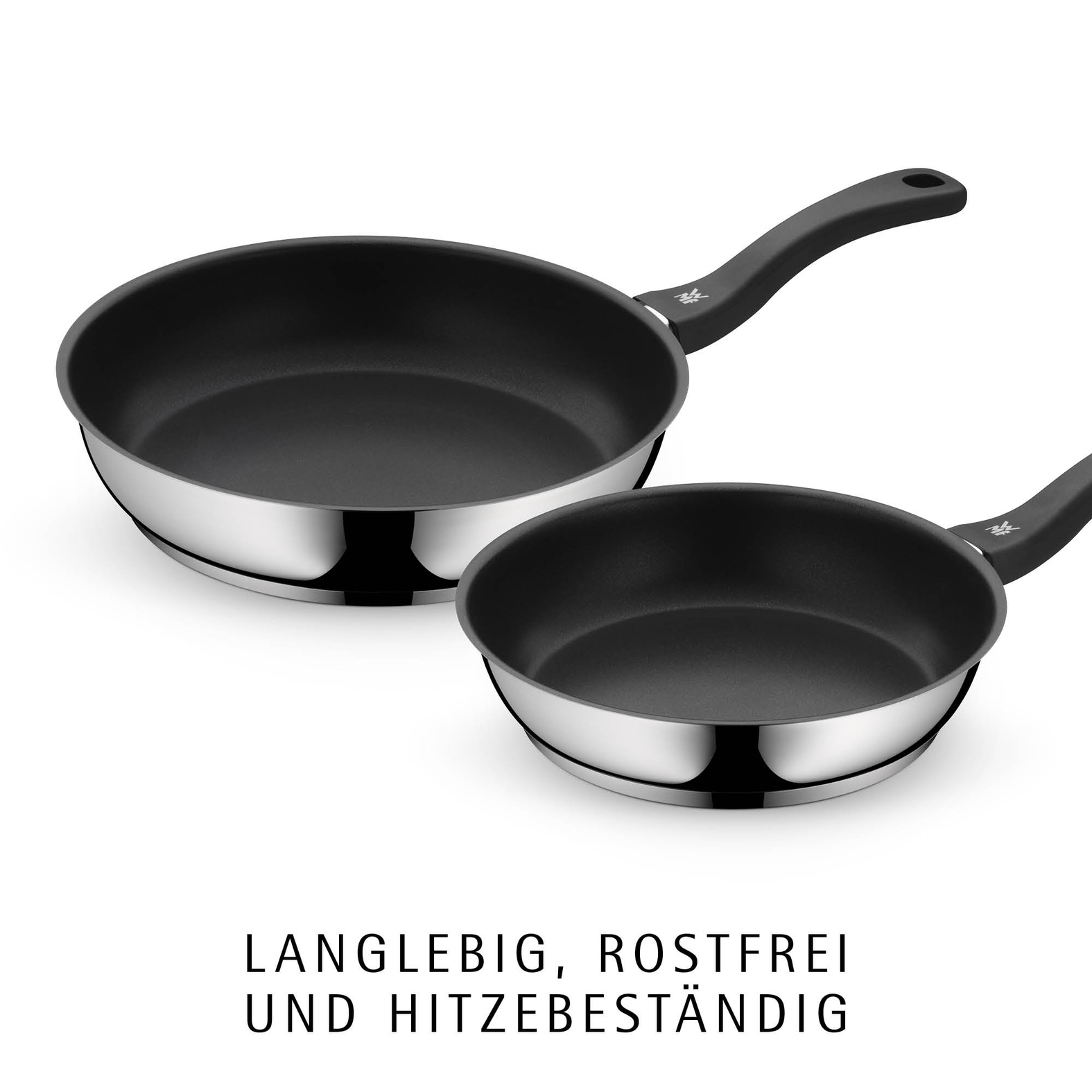 WMF Pfannen-Set »Devil, Bratpfannen Induktion, robuste Antihaftversiegelung« Cromargan® Edelstahl Rostfrei 18/10 Set, 2x Pfannen  Ø 24/28 cm, 2 Stk. tlg. TransTherm®-Allherdboden, für alle Herdarten geeignet, Bakelitgriff