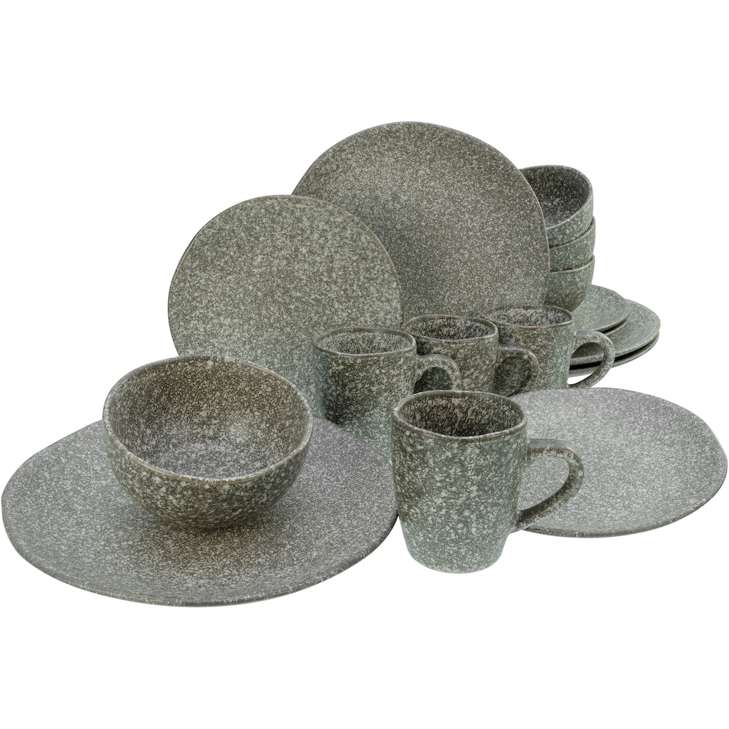 CreaTable Kombiservice »Geschirr-Set Granit«, (Set, 16 tlg., Kaffeeservice und Tafelservice im Set, für 4 Personen)