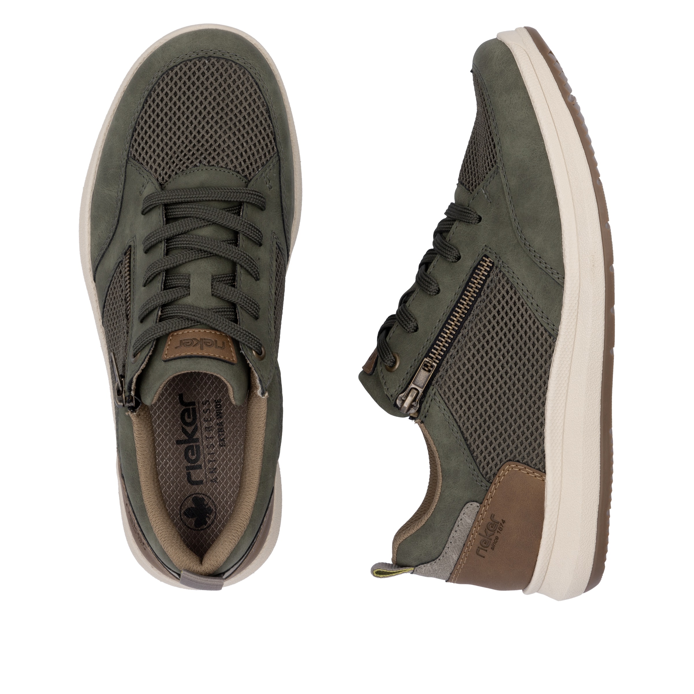 Rieker Sneaker, Halbschuh, Freizeitschuh, Schnürschuh mit seitlichem Reißverschluss