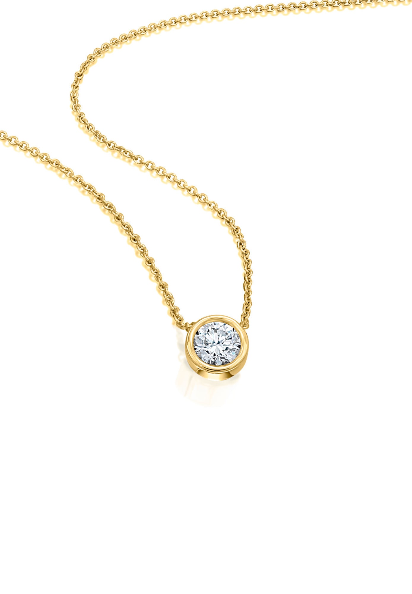 ONE ELEMENT Goldkette »0.1 ct Diamant Brillant Zarge Halskette aus 585 Gelbgold  45 cm Ø 4,55 mm«