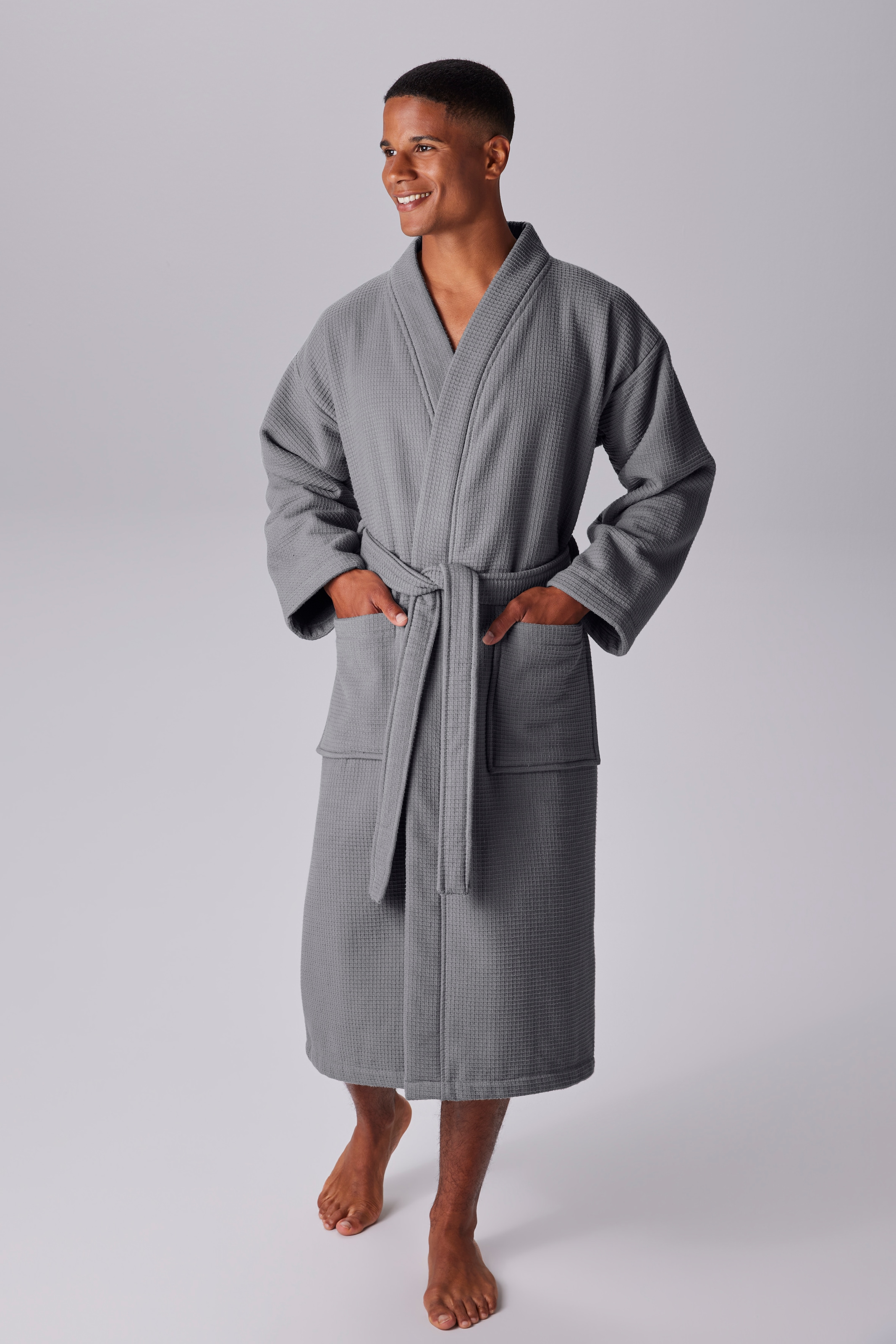 my home Unisex-Bademantel »Merida, Waffelpiqué, Premium Qualität, 500 g/m², Morgenmantel«, (1 St.), Hotelbademantel, dicke Qualität, S-2XL, auch ideal für Sauna & Spa