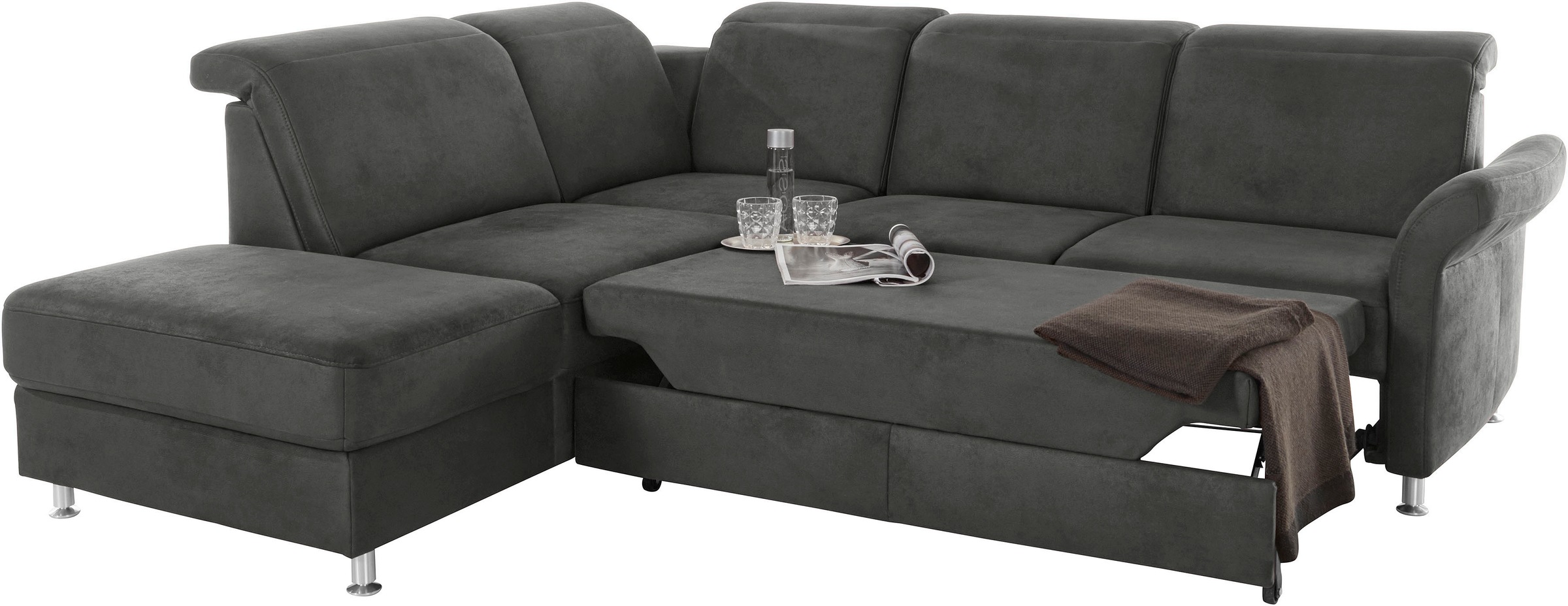sit&more Ecksofa »Darwin L-Form«, inklusive Federkern, wahlweise mit Kopfteilverstellung, Bettfunktion
