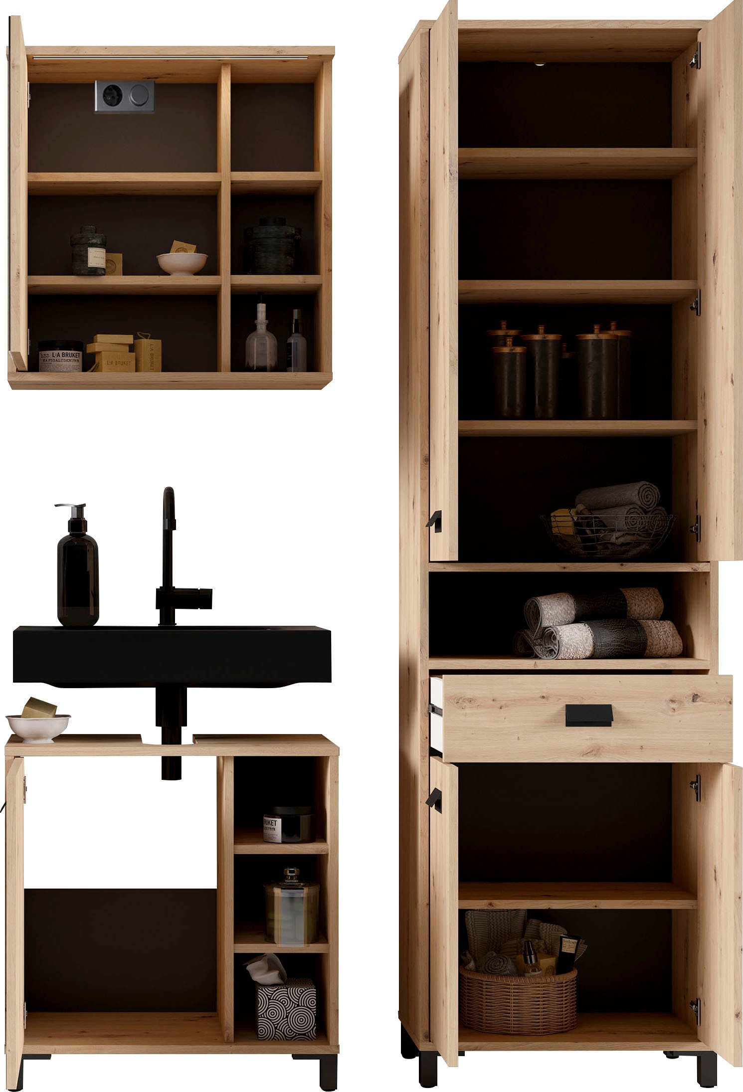 byLIVING Hochschrank »Wellness«, Höhe 193 cm, Breite 54 cm, mit viel Stauraum und offenem Fach