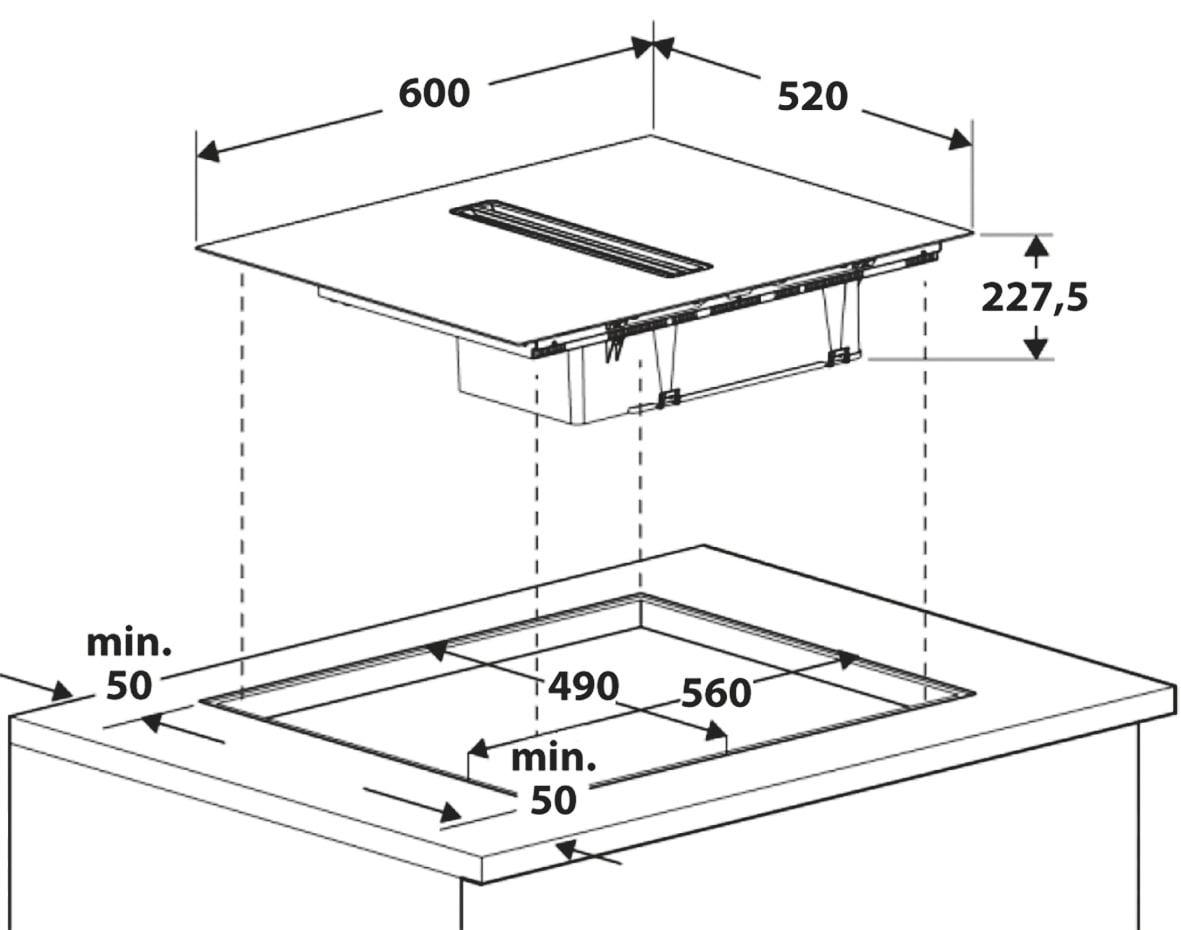 BAUKNECHT Kochfeld mit Dunstabzug »BVH60FFB01« Kochen mit integriertem Dunstabzug