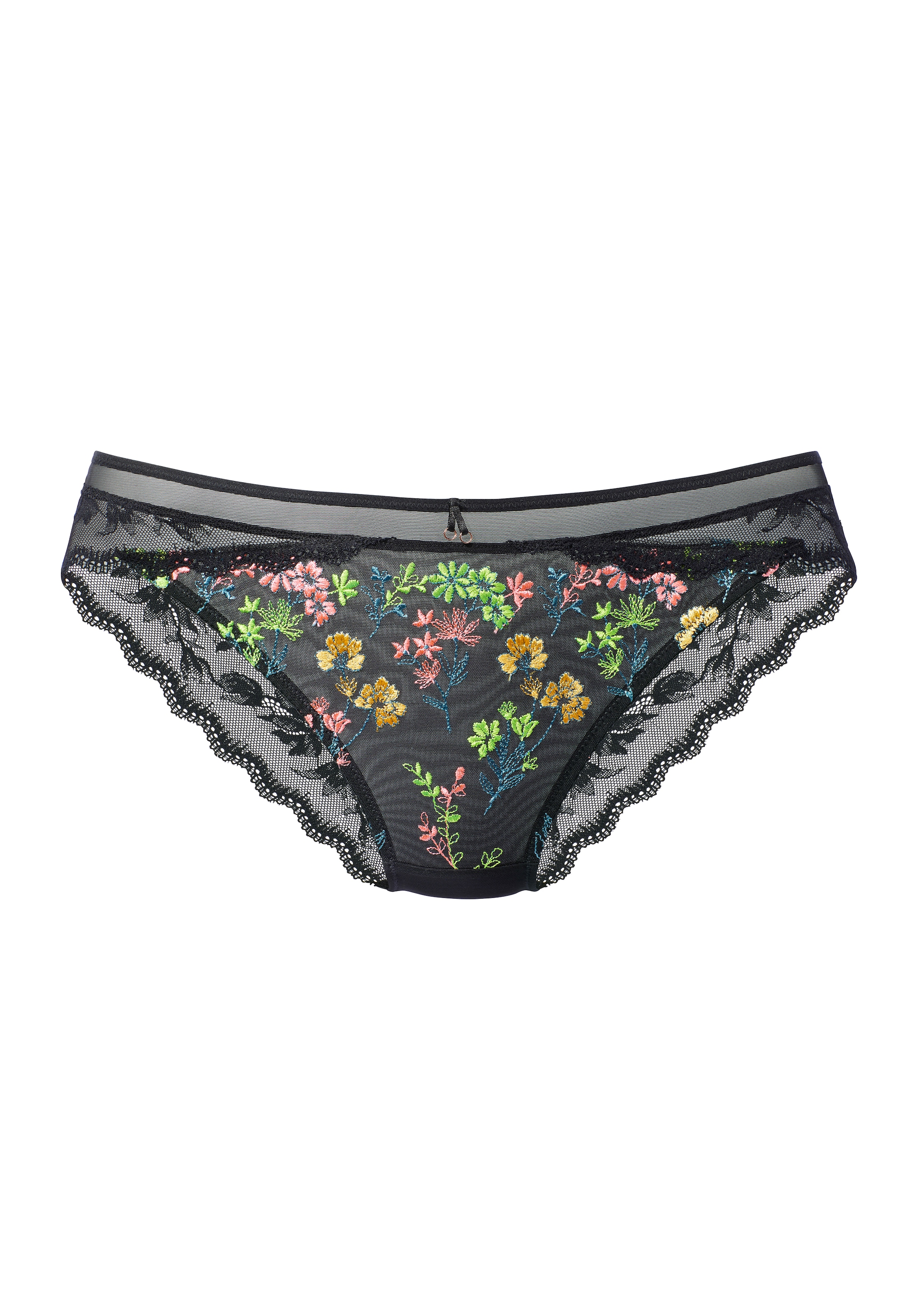 LASCANA Panty mit zarter Blütenstickerei & floraler Spitze in transparenter Optik