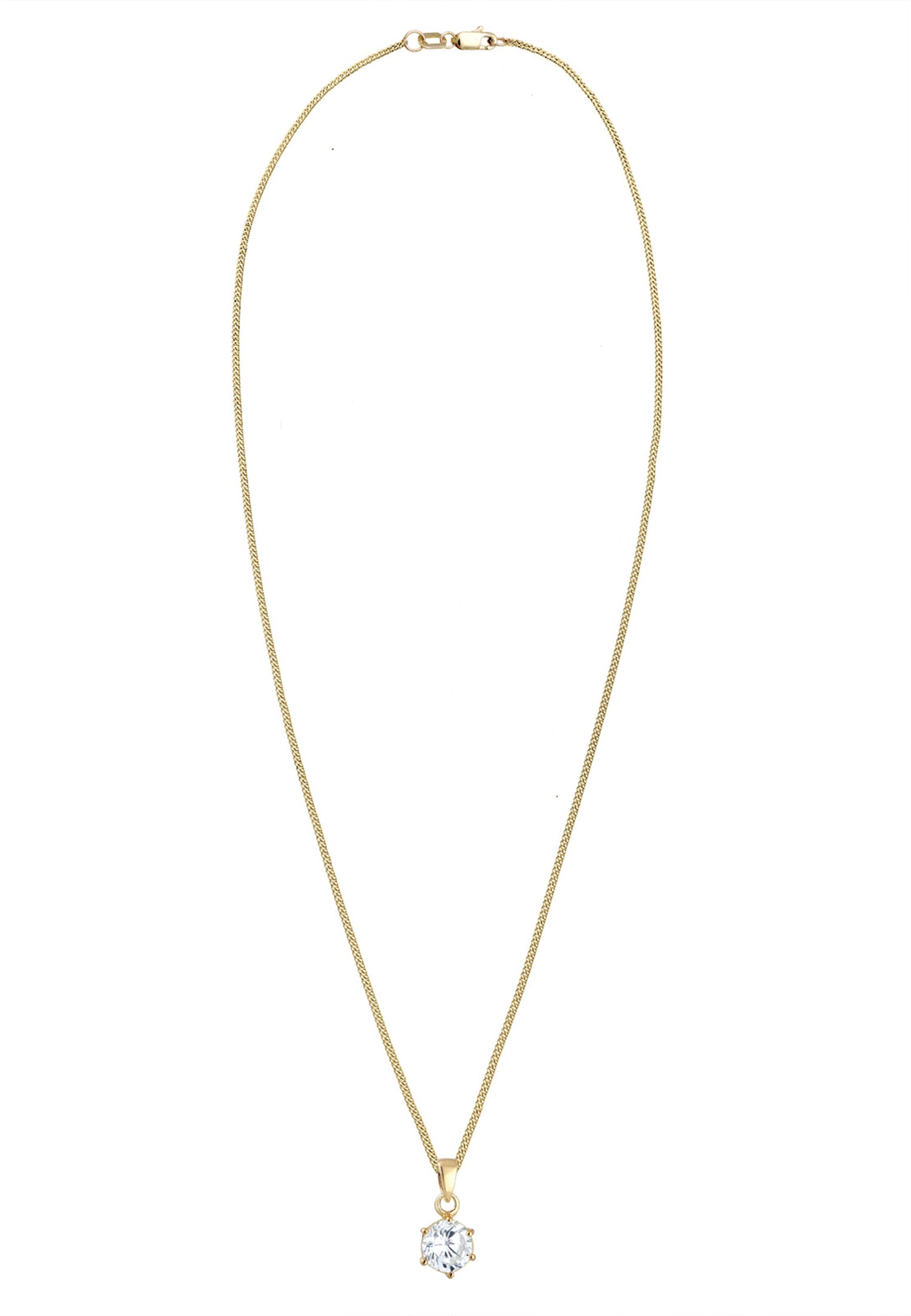 Elli Premium Silberkette »Halskette Solitär Halskette Zirkonia Weiß 375 Gelbgold«
