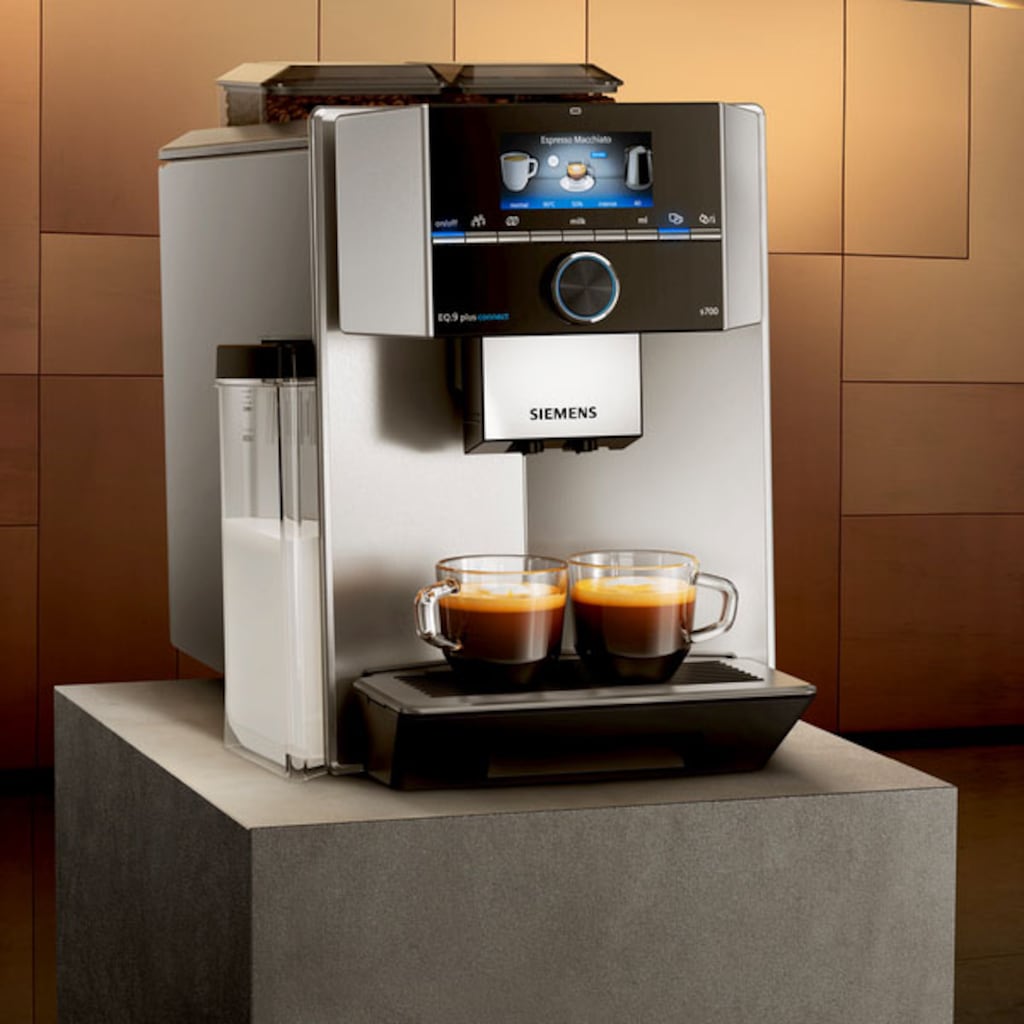 SIEMENS Kaffeevollautomat »EQ.9 plus connect s700 TI9578X1DE«, 2 separate Bohnenbehälter, 2 Mahlwerke, extra leise, bis zu 10 Profile