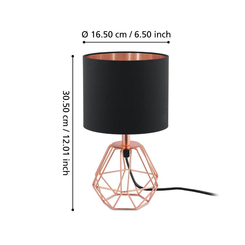 EGLO Tischleuchte »CARLTON 2«, 1 flammig, Leuchtmittel E14 | ohne Leuchtmittel-ohne Leuchtmittel, Nachttischlampe, Vintage, Metall, Stoff, Drahtgeflecht, 30,5x16,5cm