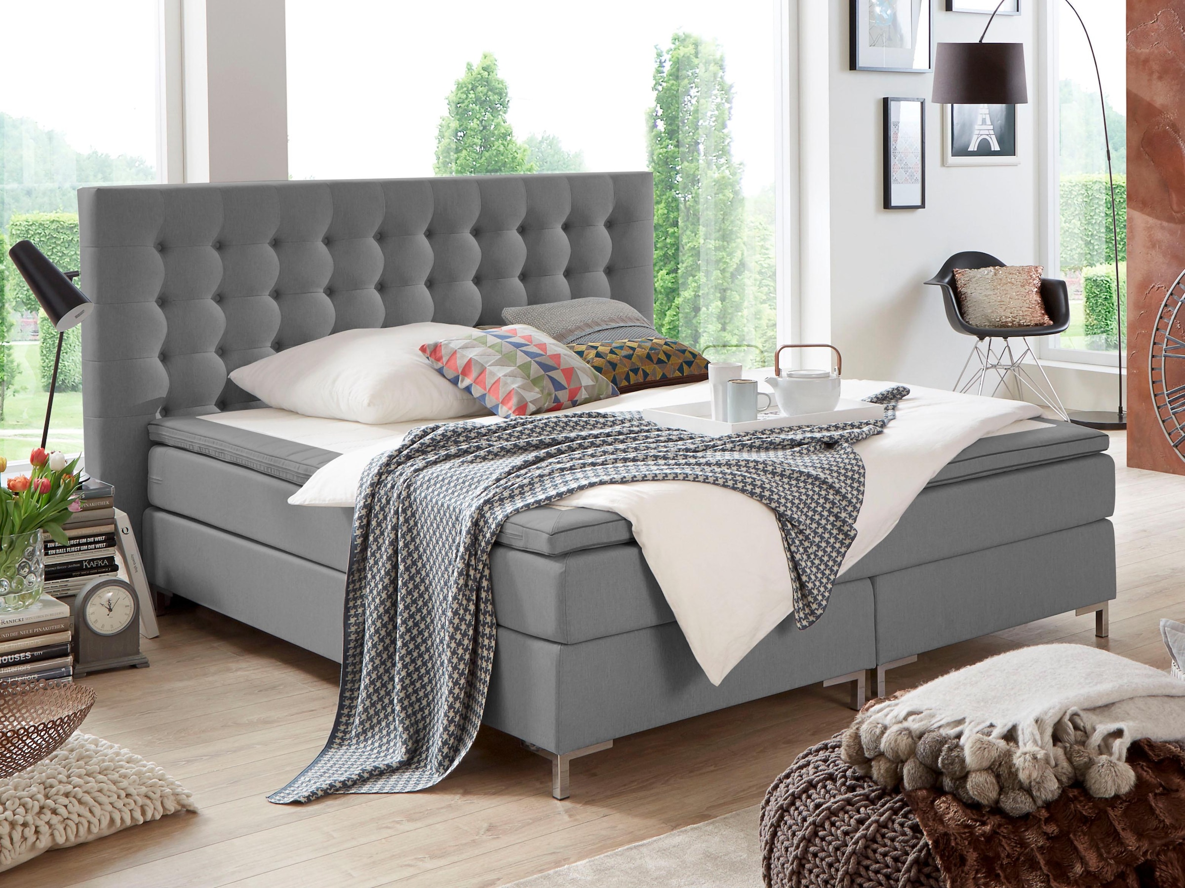 ATLANTIC home collection Boxspringbett »Anni« mit Bonnell-Federkernmatratze und Topper