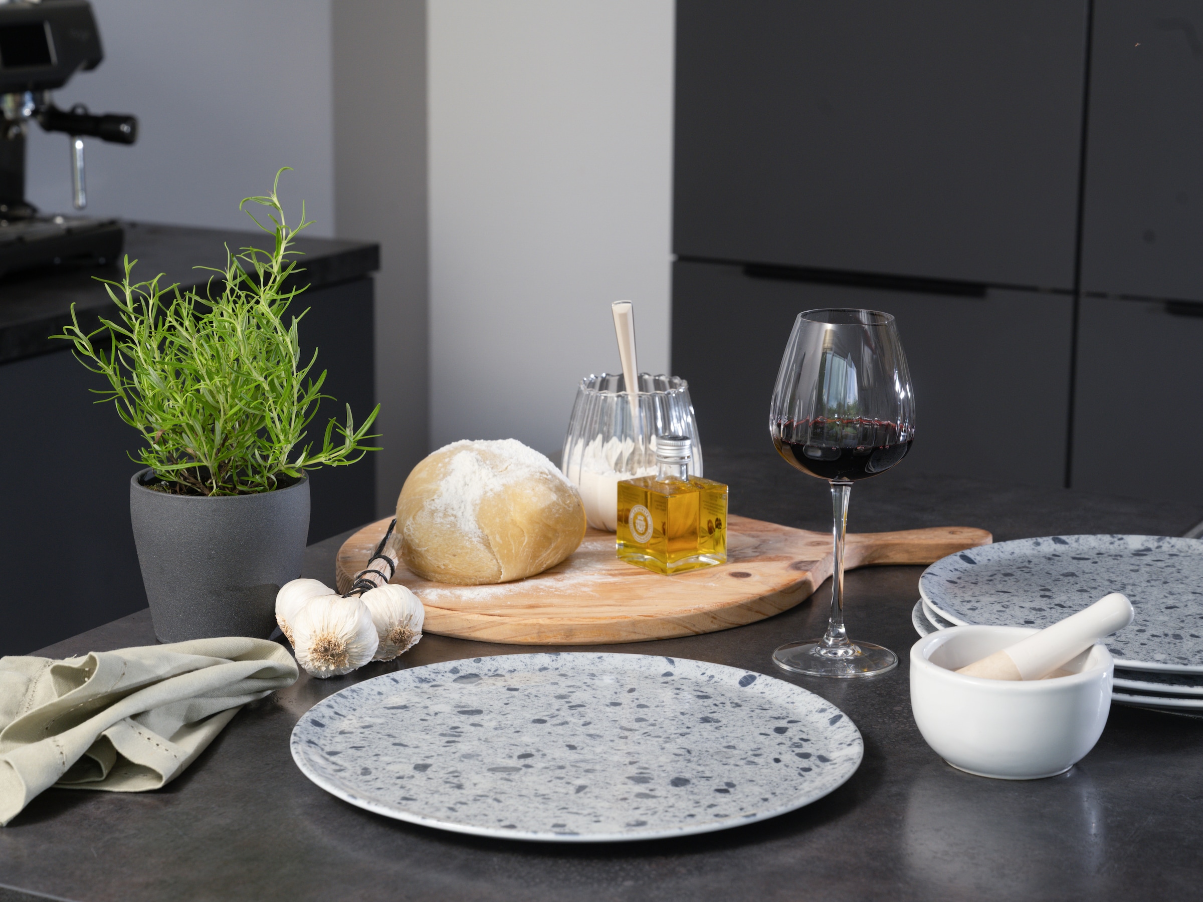 CreaTable Pizzateller »Stone Collection Florenz, Teller Set, 4-tlg.« Italienische Eleganz, Vielseitig einsetzbar
