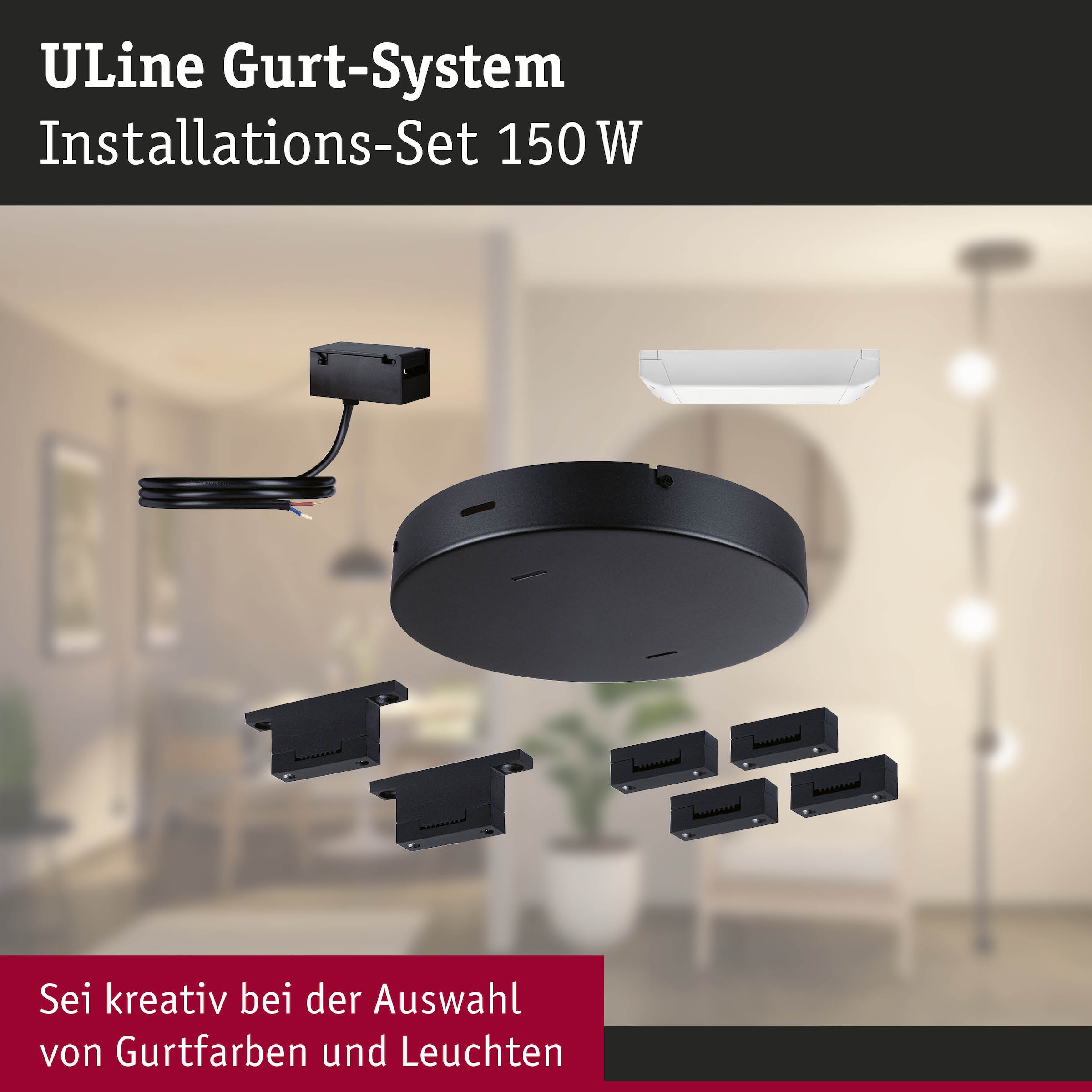 Paulmann Hängeleuchte »ULine  Installationsset 230/48V max. 150W Schwarz« 9 Stk.