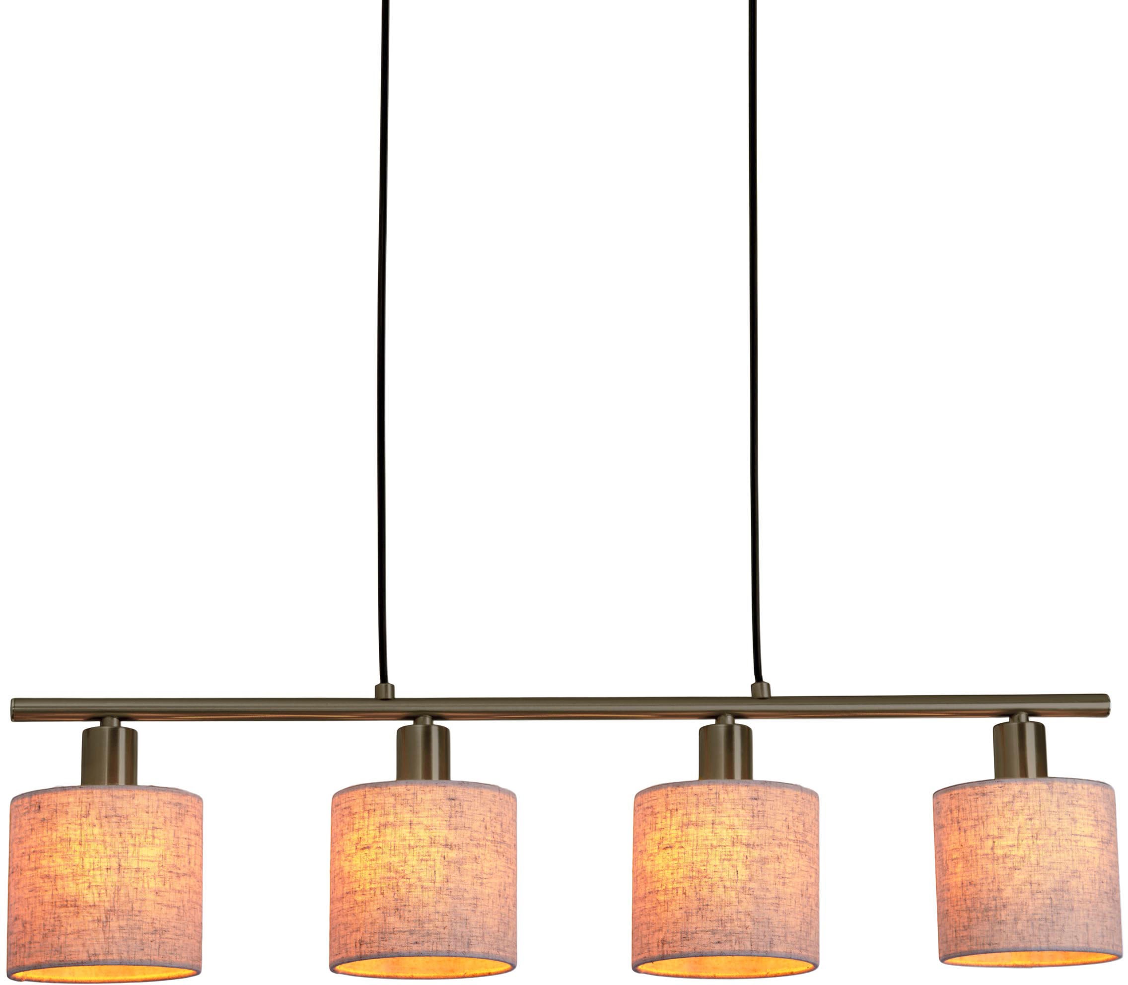 näve Pendelleuchte »Maron«, 4 flammig, Leuchtmittel E14 | ohne Leuchtmittel, Hänge-, Stoffpendelleuchte, L: 71,5cm, 4xE14 max. 40W, Metall/Textil