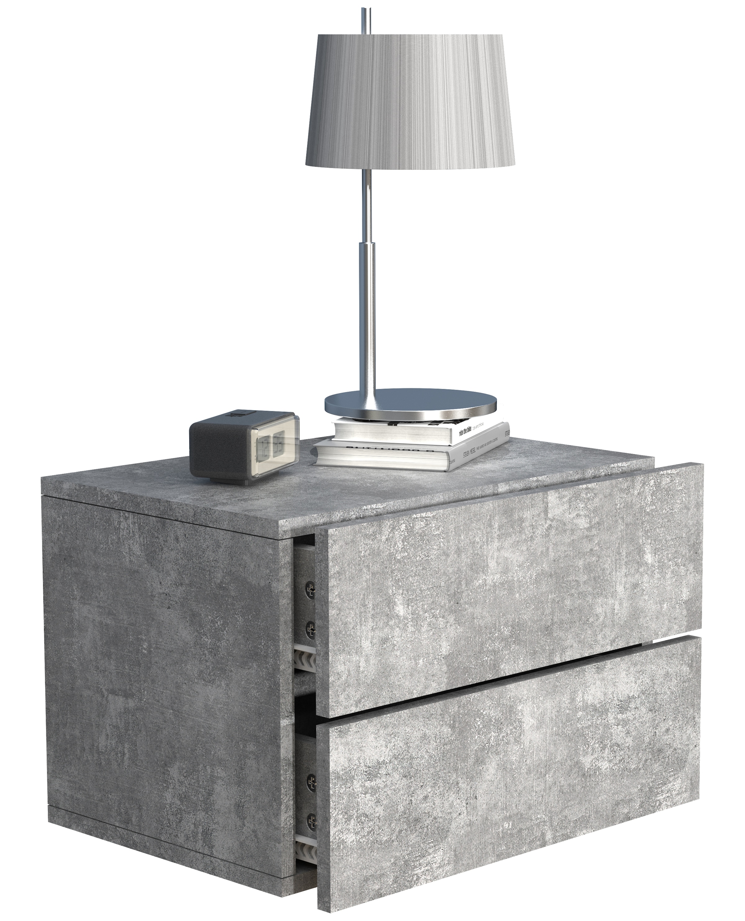 VCM Wooden wall hanging bedside table Usal L 45 cm in Grey