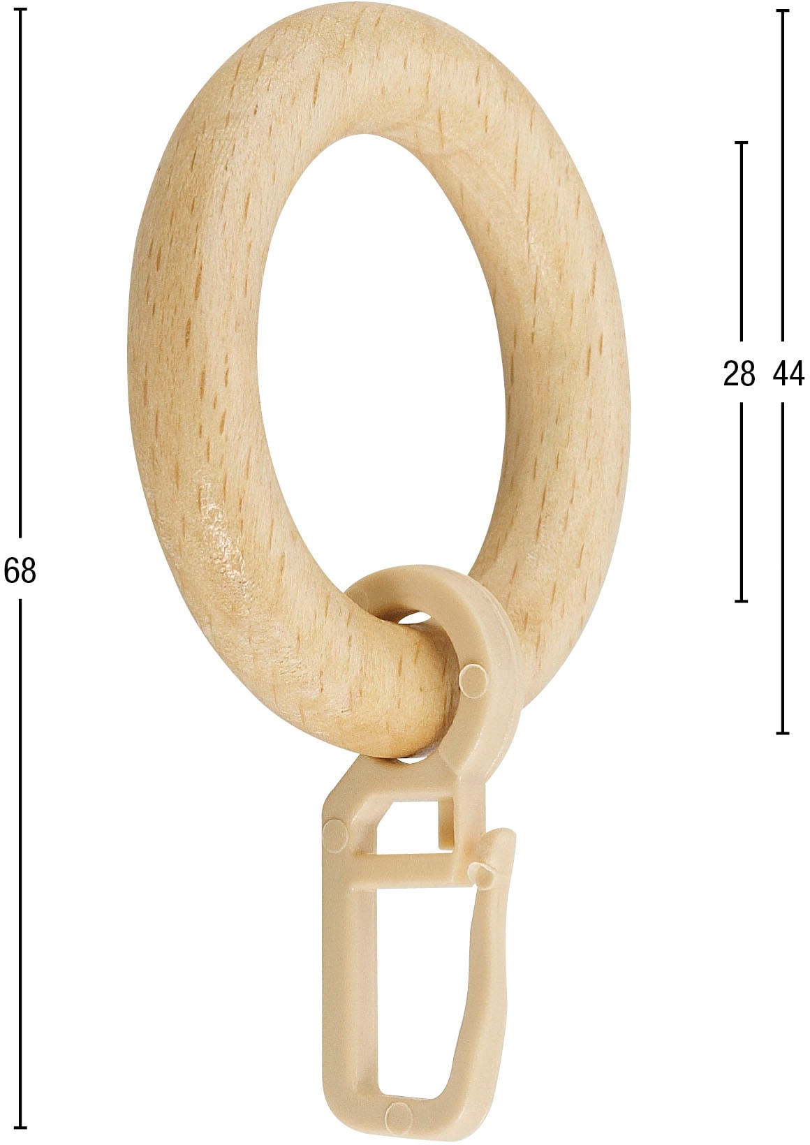 GARESA Gardinenring »Holzring einfache (20 mit kaufen Haken«, für St.), online Durchmesser Montage 20mm, bis