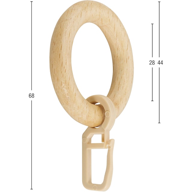 GARESA Gardinenring »Holzring mit Haken«, (20 St.), für Durchmesser bis  20mm, einfache Montage online kaufen