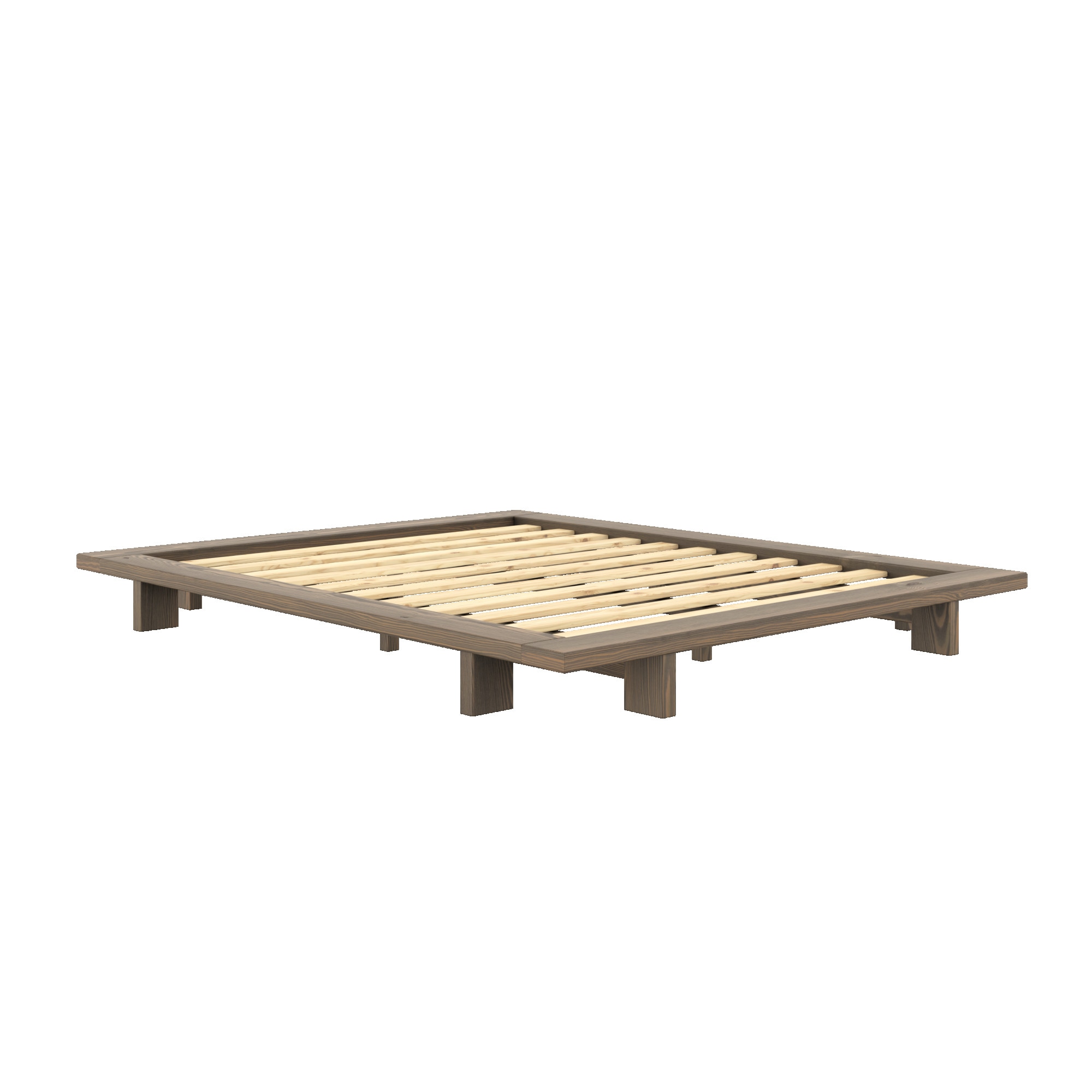 Karup Design Bettgestell »JAPAN BED Bodenbett, Holzrahmen, Futonbett, Jugendbett, Holzbett«, Massivholzbett mit Lattenrost, Kiefer massiv, Doppelbett ohne Kopfteil