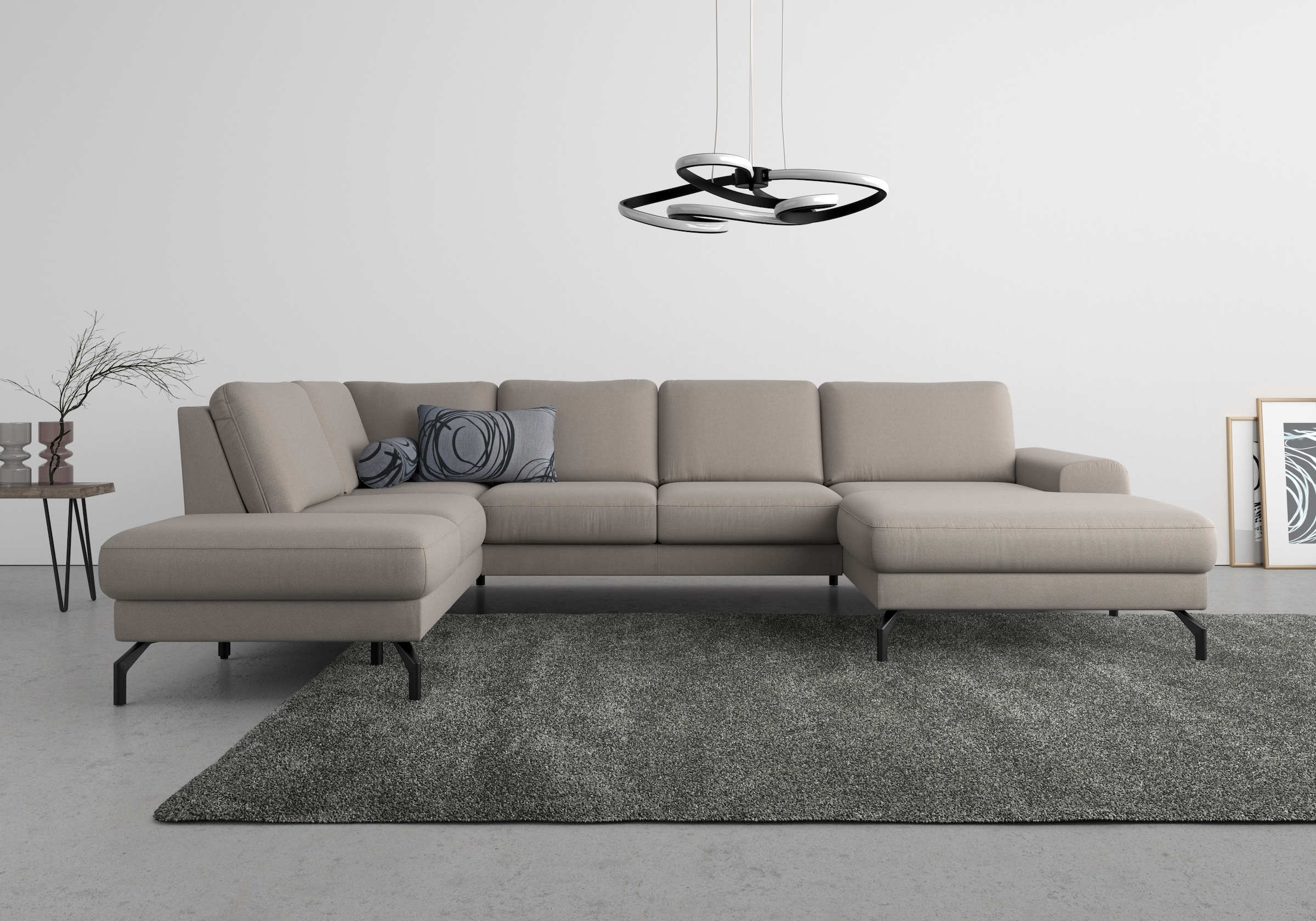 sit&more Wohnlandschaft »Cinturo U-Form« inklusive Sitztiefenverstellung und Federkern, Sitzhöhe 48 cm