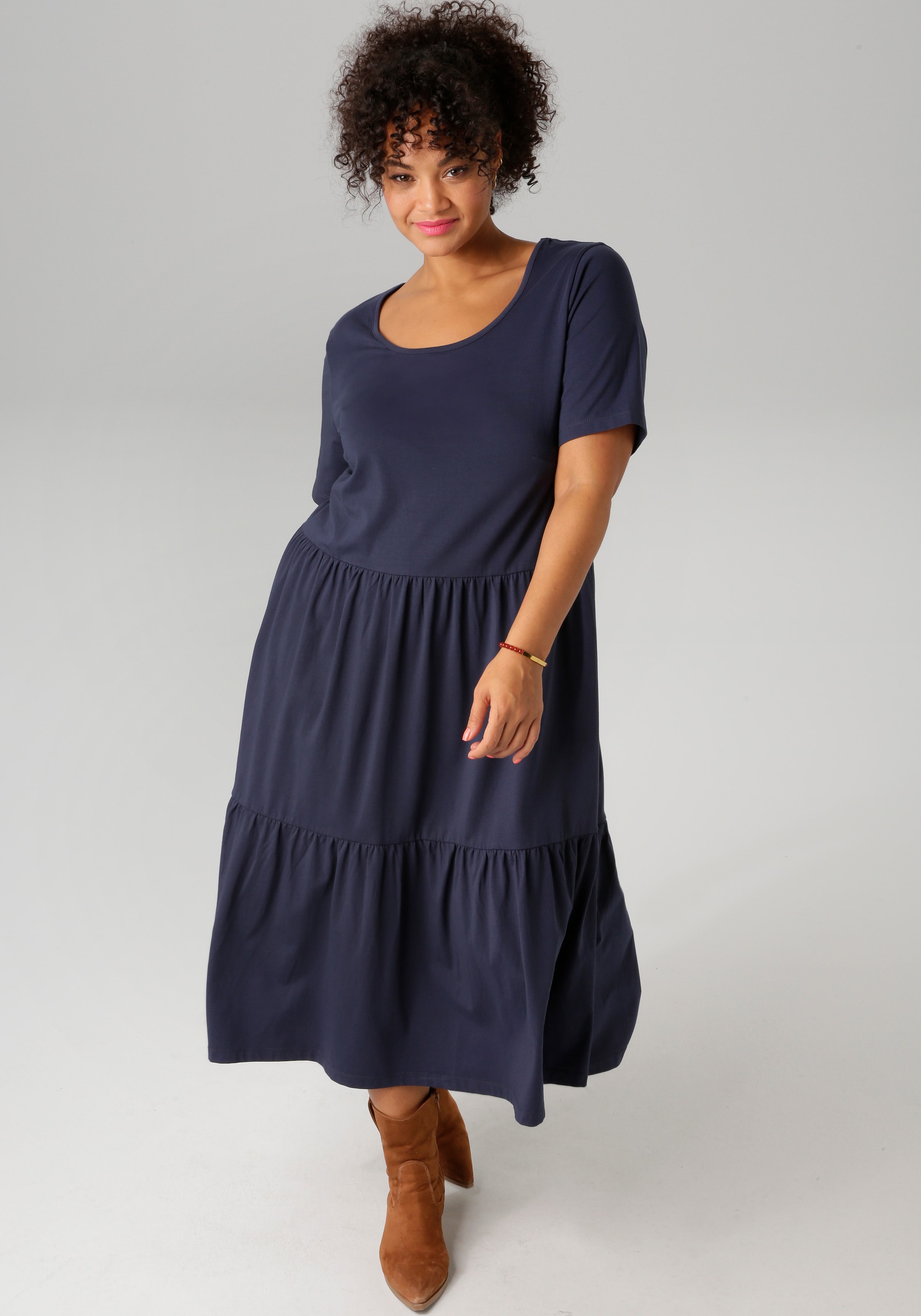 Aniston PLUS Sommerkleid, aus elastischer Jersey-Qualität- NEUE KOLLEKTION