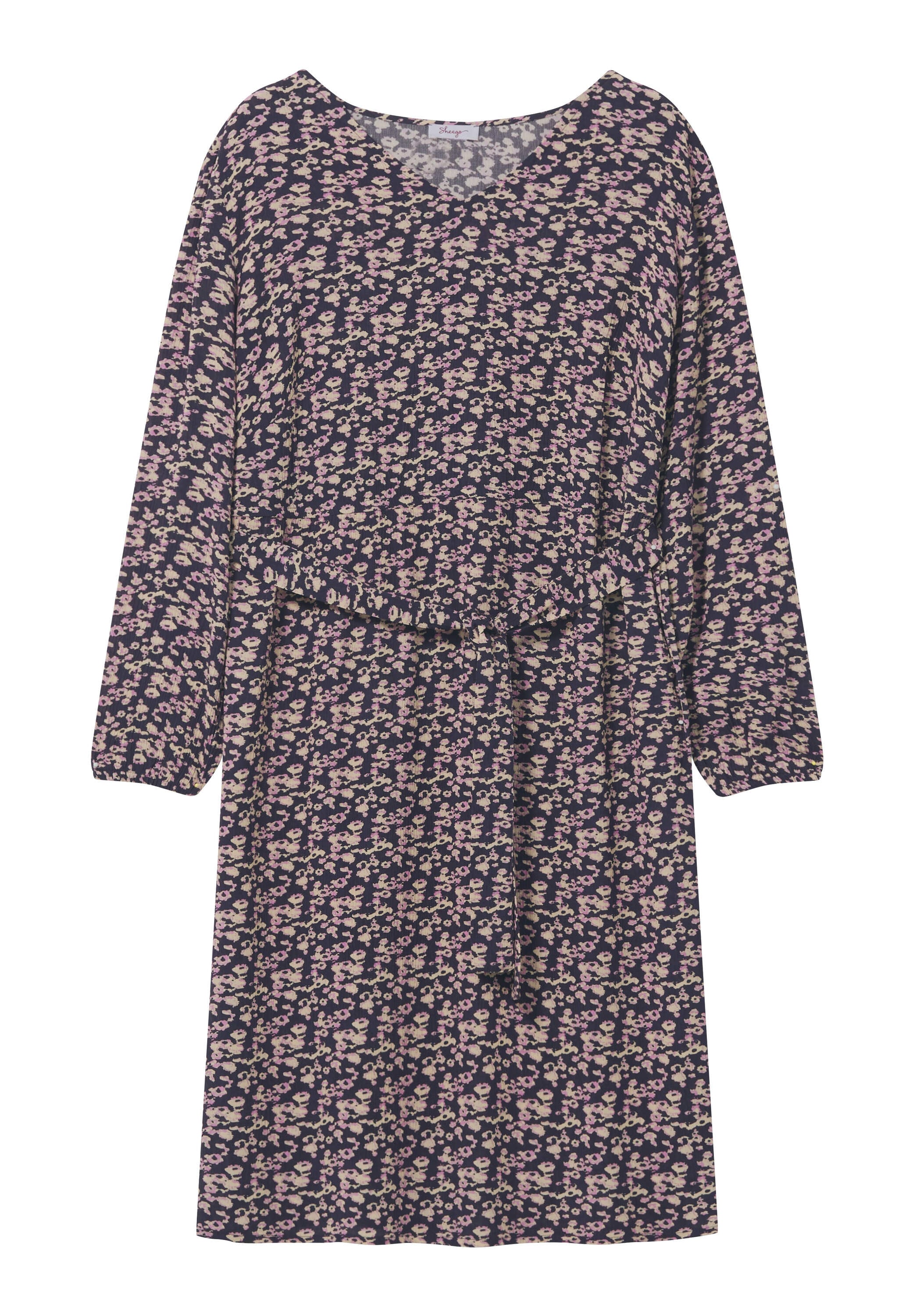 Sheego Etuikleid »Webkleid Webkleid mit Minimalprint und Bindegürtel« Ohne Tasche