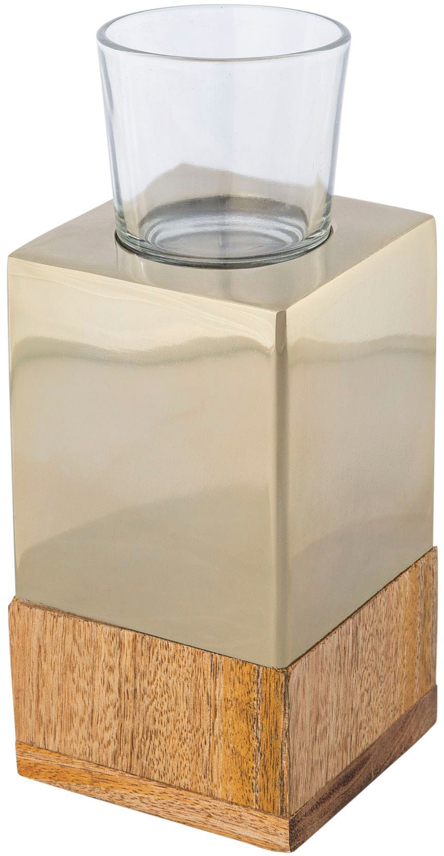 Creativ home Teelichthalter »Kerzenhalter Tower«, (Set, und bestellen Edelstahl St.), Raten aus Glas Holz, auf 2