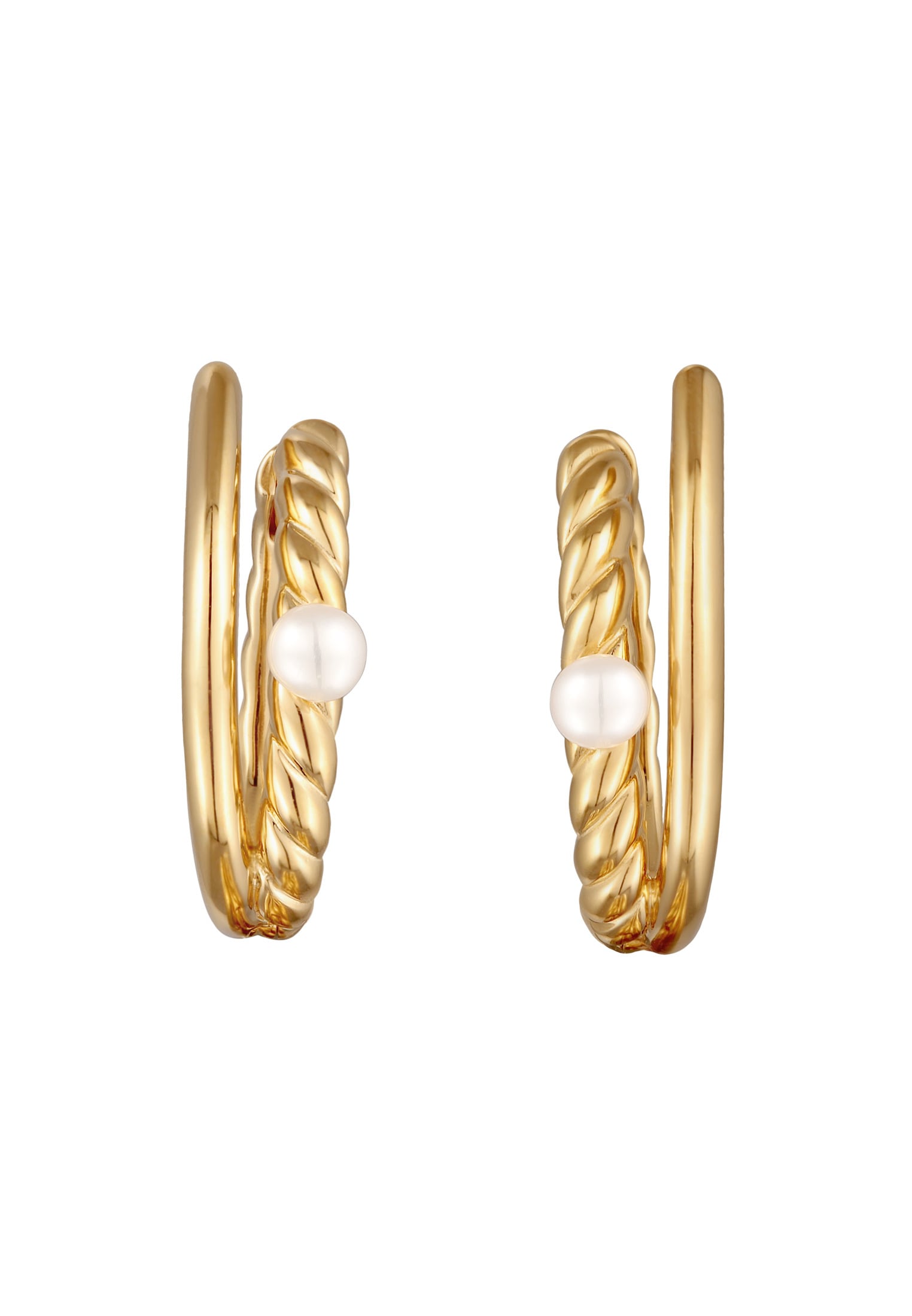 Elli Premium Paar Creolen »Ohrringe Creolen Kordellook Süßwasserperle 925 Silber«