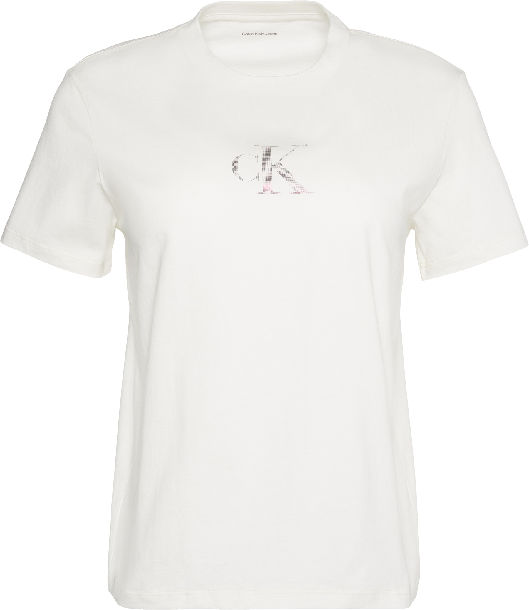 Calvin Klein Jeans T-Shirt Regular Fit, glänzender Logodruck, Rundhalsausschnitt