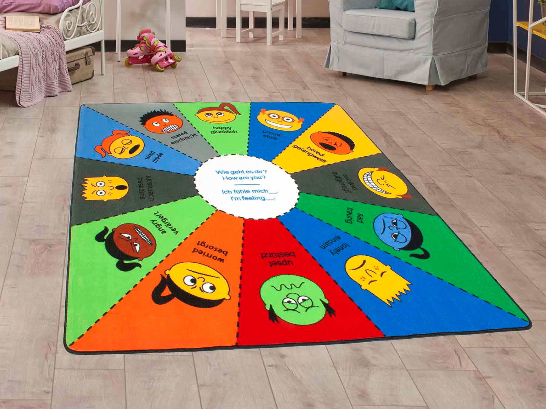 Primaflor-Ideen in Textil Kinderteppich »EMOTIONS, Made in Belgium«, rechteckig, 5 mm Höhe, Spiel- und Lernteppich, Emotionen lernen, Kinderzimmer