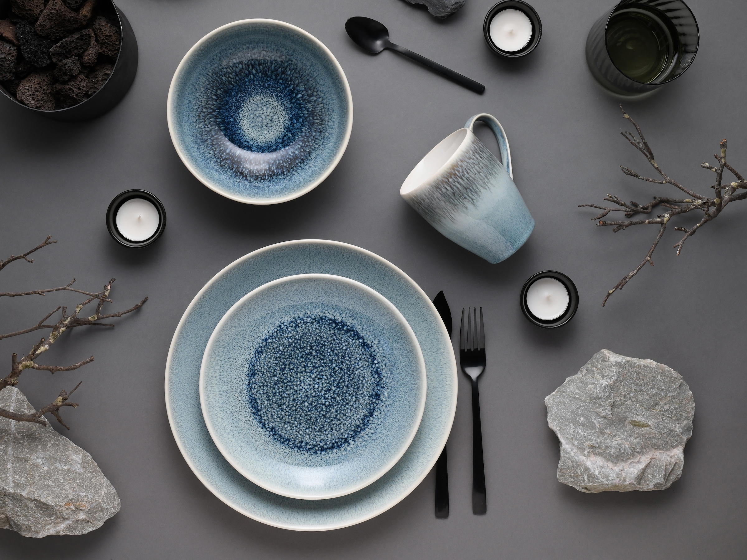 CreaTable Kombiservice »Caldera«, (Set, 8 tlg.), irisierende Glasur
