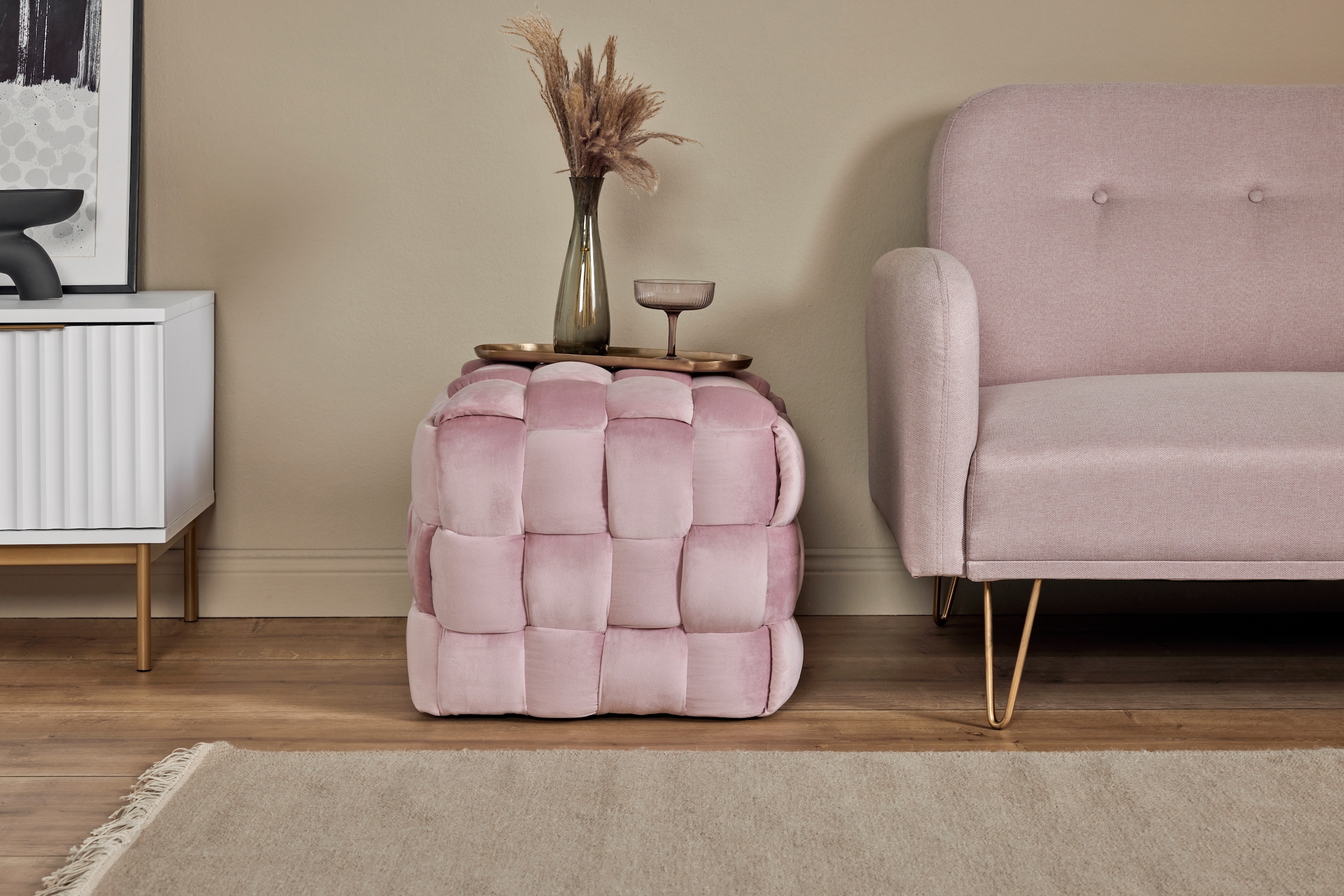 Jahnke »WEB ART S« Hocker, Couchtisch, Beistelltisch gepolstert in edler Flechtoptik