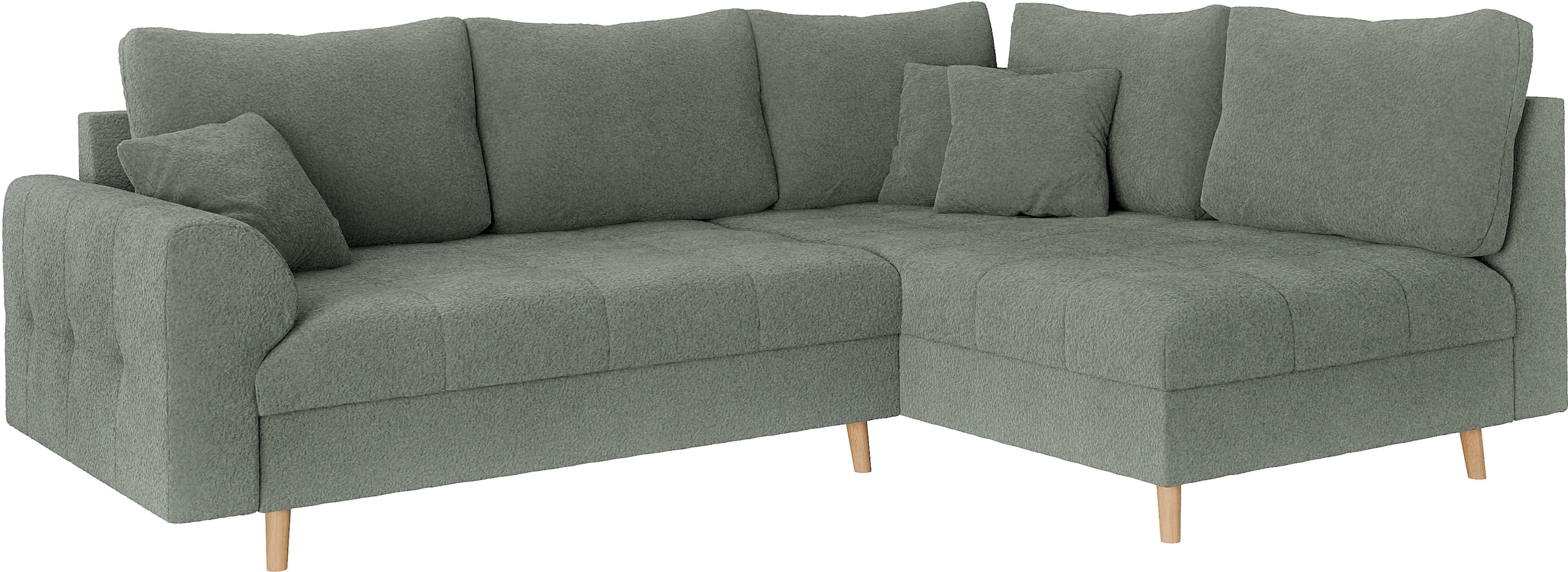 Home affaire Ecksofa »CHARRE L-Form mit Ottomane, Maße B/T/H: 231/161/81 cm«, feine Steppung, lose Rücken- und Zierkissen, auch in Cord und Bouclé