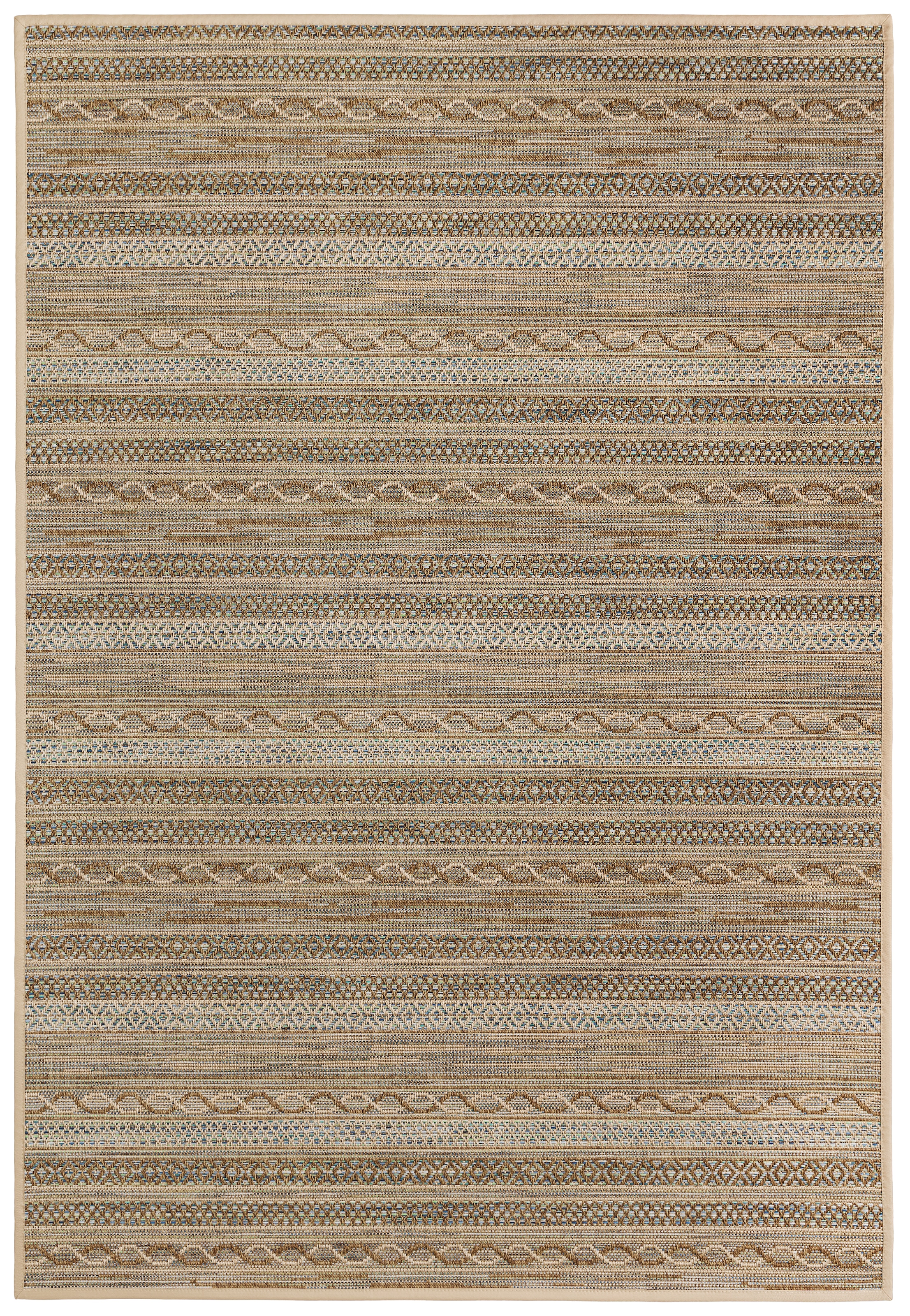 Dekowe Teppich »Joy Barbados beig« rechteckig 10 mm Höhe meliert, gestreift, Rauten, mit Bordüre, In- und Outdoor geeignet