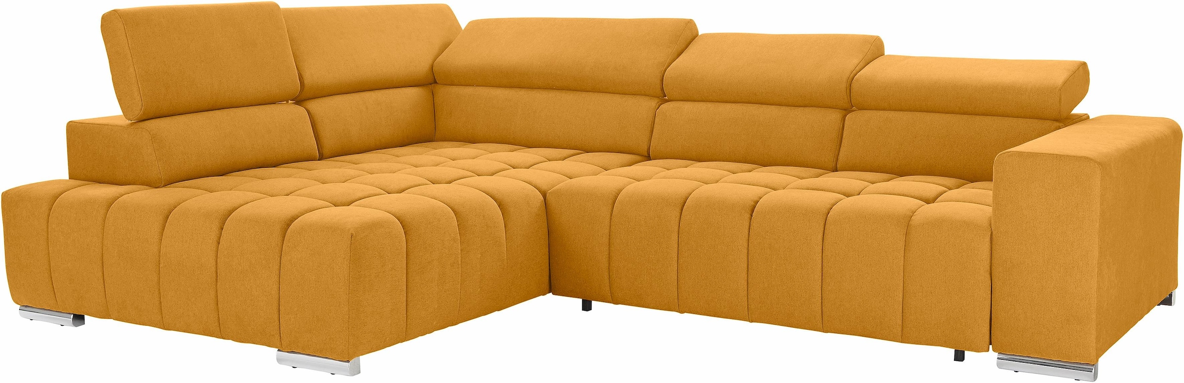 exxpo - sofa fashion Ecksofa »Elias, aktuelle Kreuzsteppung im Sitz, bequem, L-Form«, mit Kopf- bzw. Rückenverstellung, wahlweise mit Bettfunktion