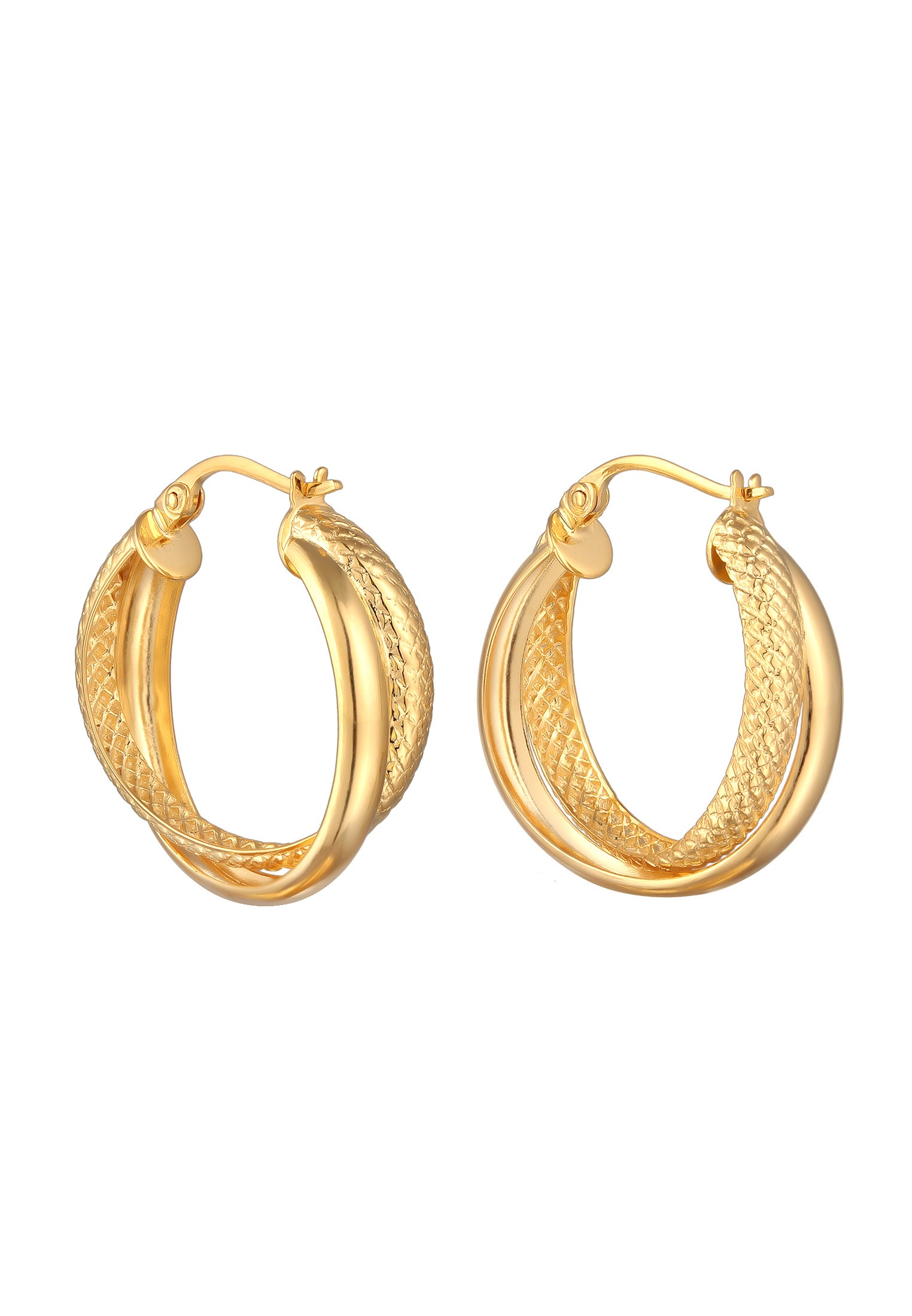 Elli Paar Creolen »Ohrringe Creolen Twisted Look 925 Silber vergoldet«